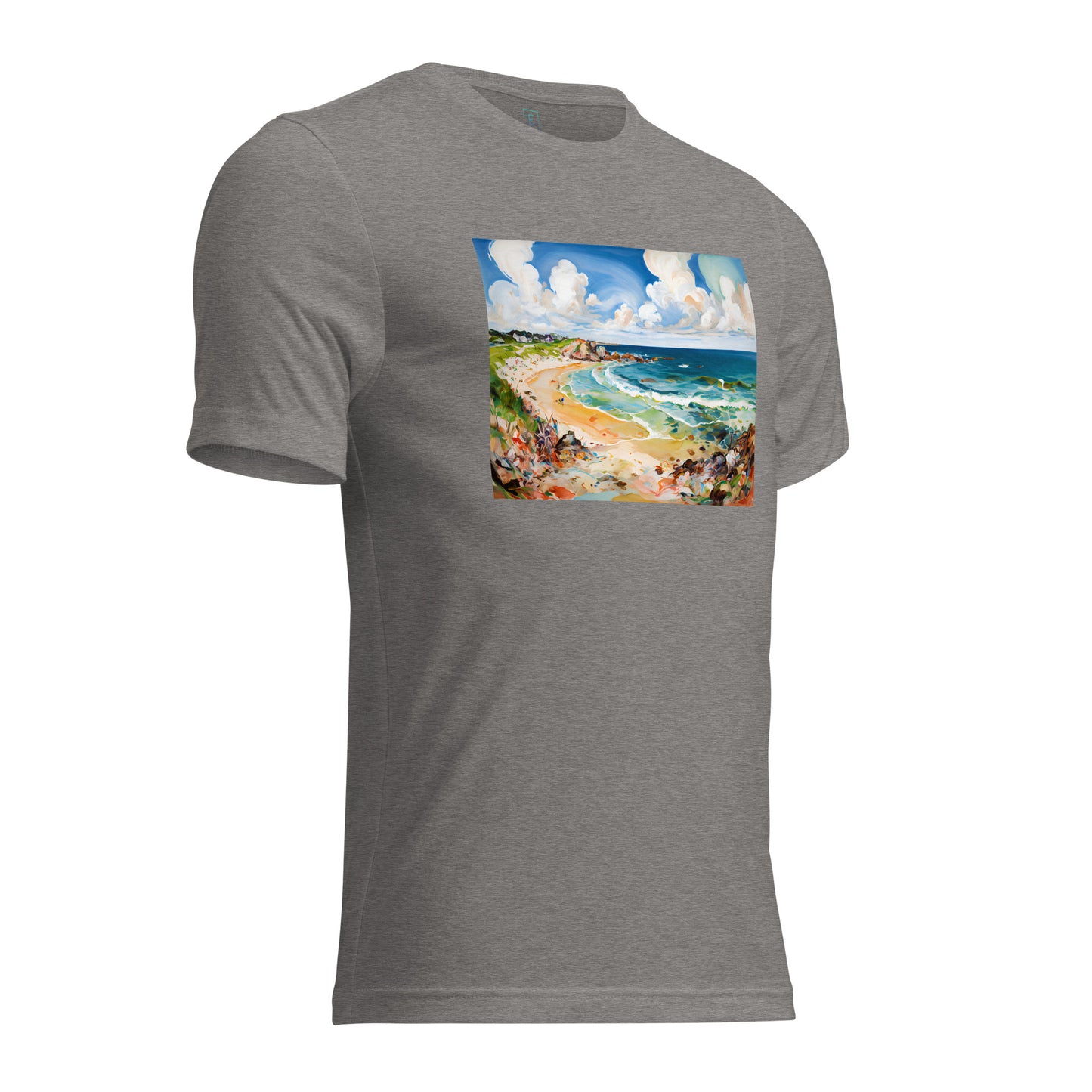 Men's Short Sleeve T-Shirt With Printed Logo On Left Shoulder - Beach 12002