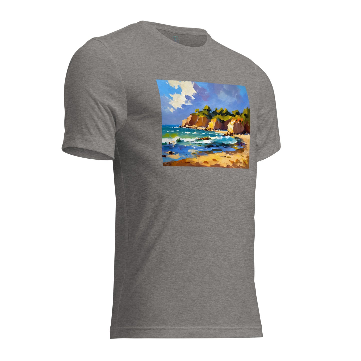 Men's Short Sleeve T-Shirt With Printed Logo On Left Shoulder - Beach 6002