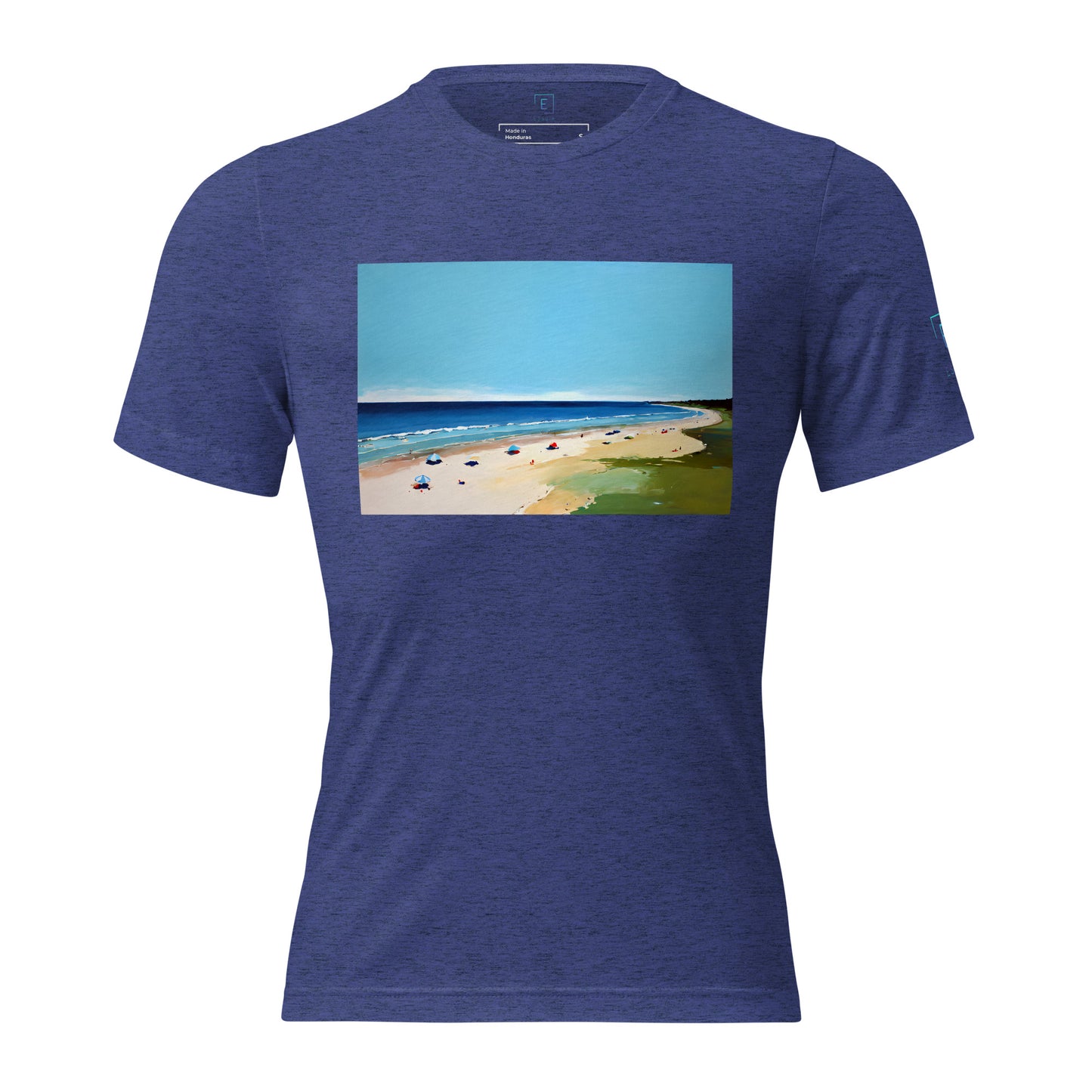 Men's Short Sleeve T-Shirt With Printed Logo On Left Shoulder - Beach 8002