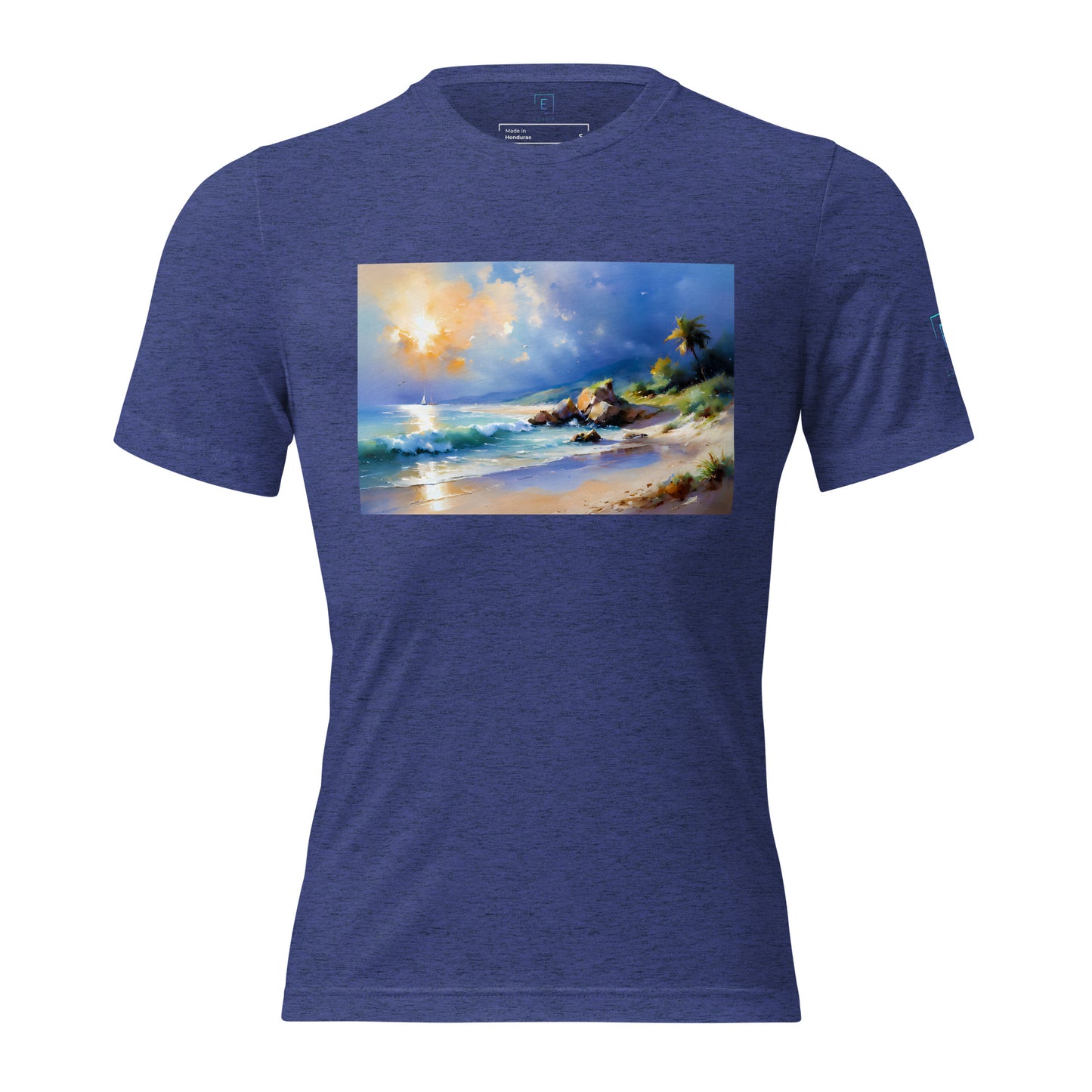 Men's Short Sleeve T-Shirt With Printed Logo On Left Shoulder - Beach 3002