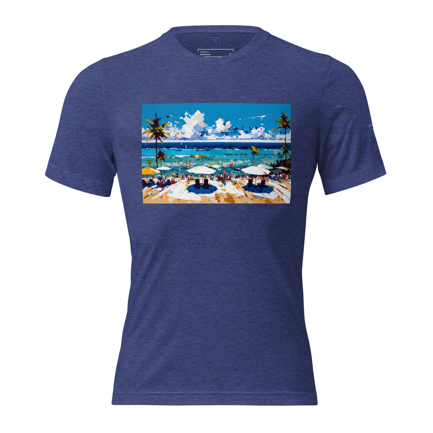 Men's Short Sleeve T-Shirt With Printed Logo On Left Shoulder - Beach 4002