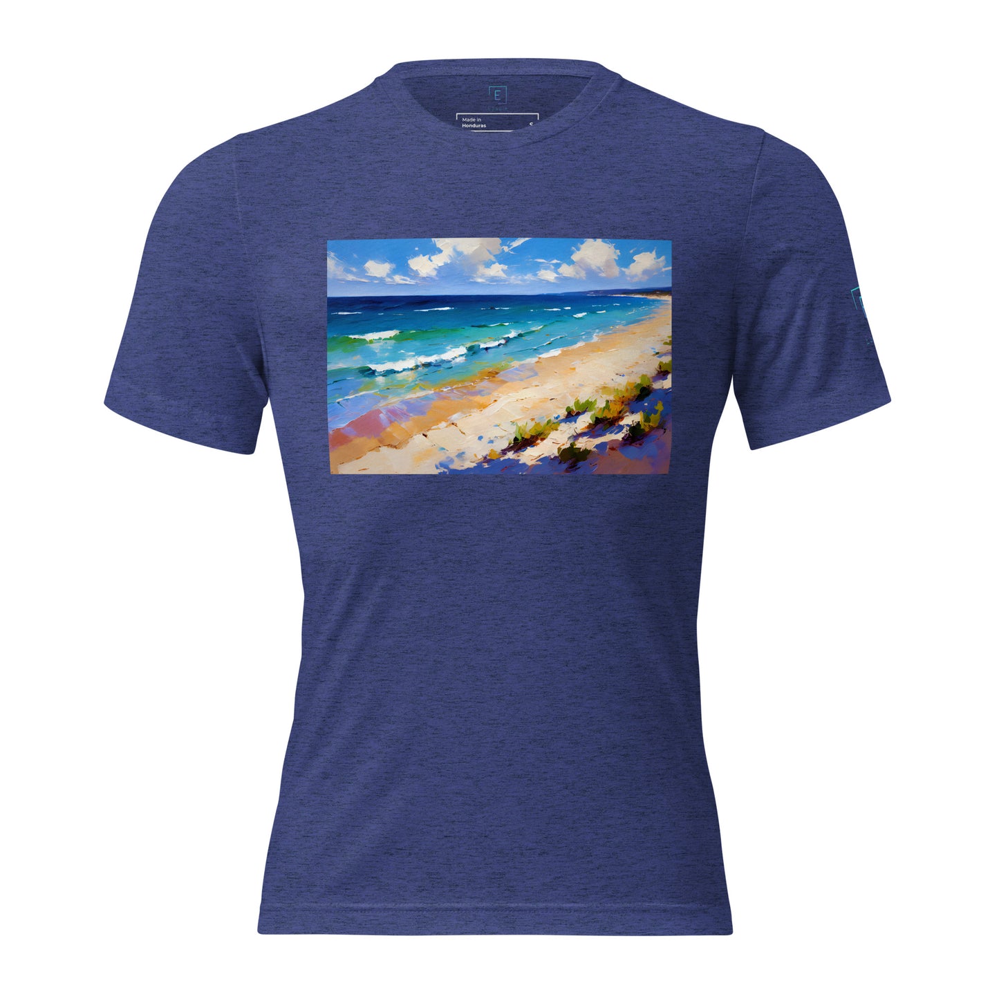 Men's Short Sleeve T-Shirt With Printed Logo On Left Shoulder - Beach 9002