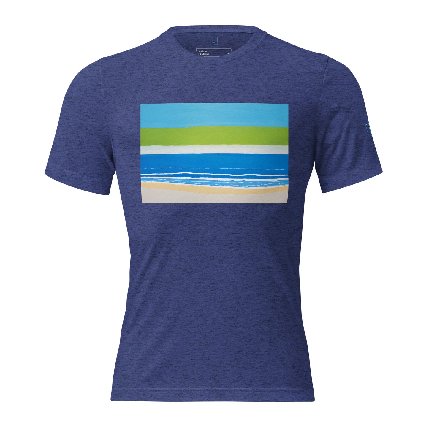 Men's Short Sleeve T-Shirt With Printed Logo On Left Shoulder - Beach 10002