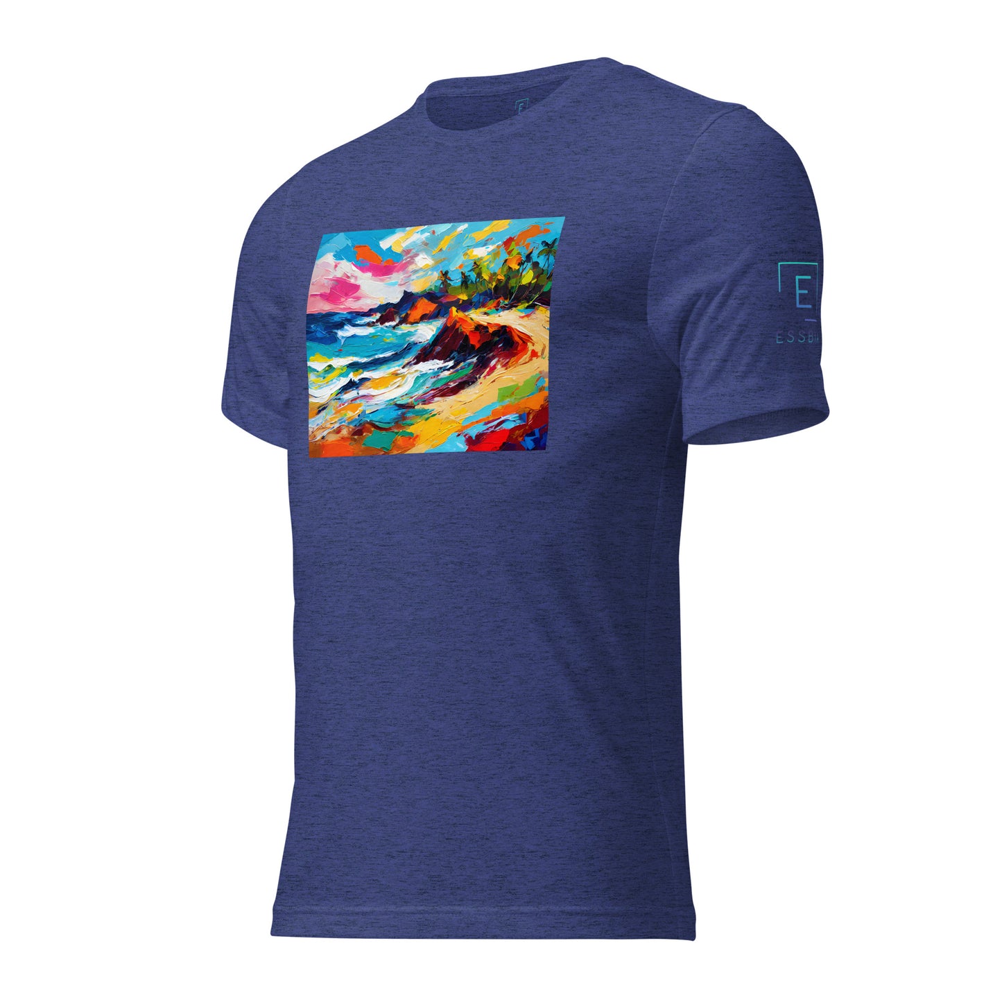 Men's Short Sleeve T-Shirt With Printed Logo On Left Shoulder - Beach 14001