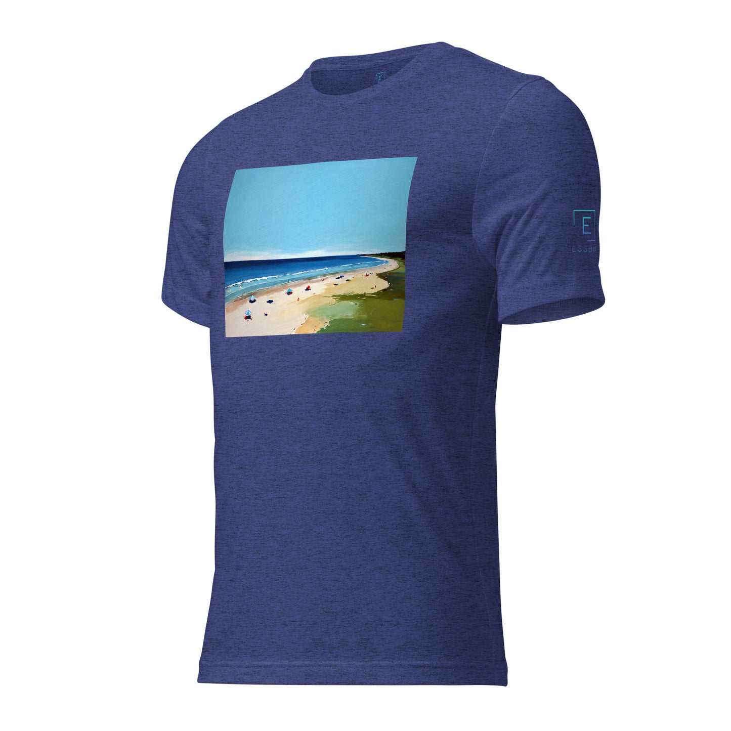 Men's Short Sleeve T-Shirt With Printed Logo On Left Shoulder - Beach 8002