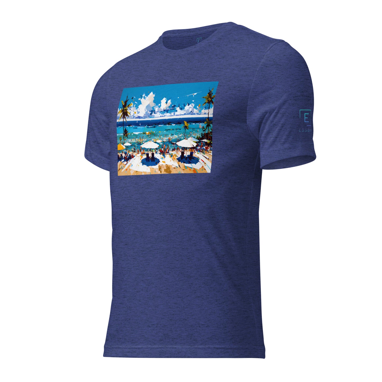 Men's Short Sleeve T-Shirt With Printed Logo On Left Shoulder - Beach 4002