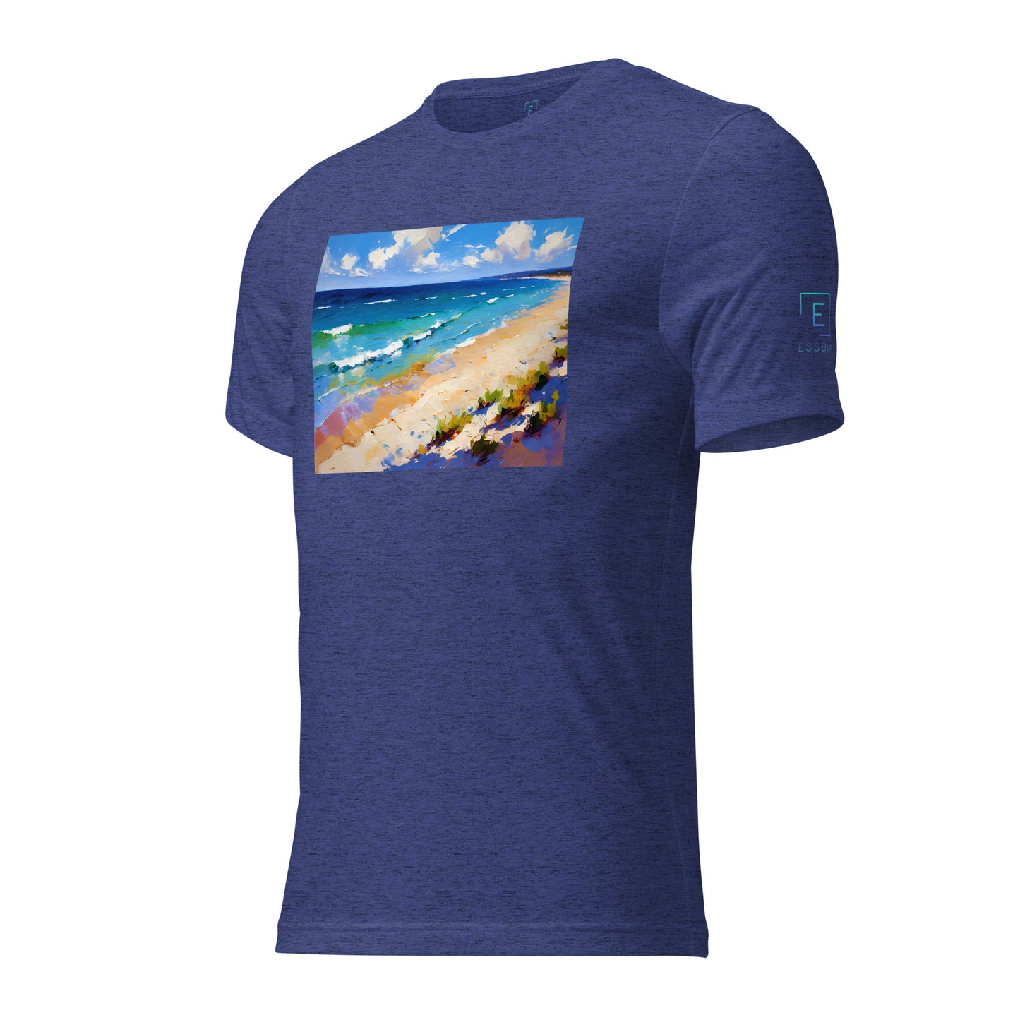 Men's Short Sleeve T-Shirt With Printed Logo On Left Shoulder - Beach 9002