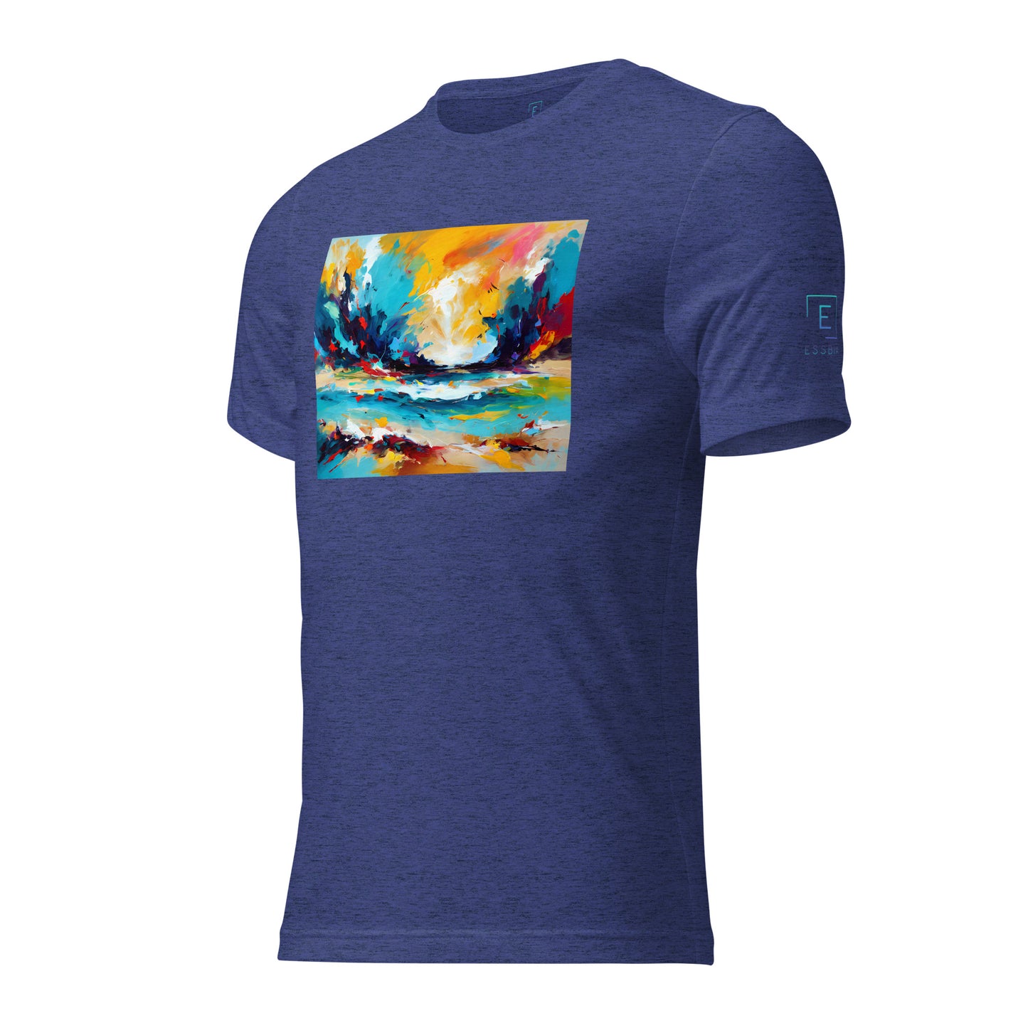 Men's Short Sleeve T-Shirt With Printed Logo On Left Shoulder - Beach 13002