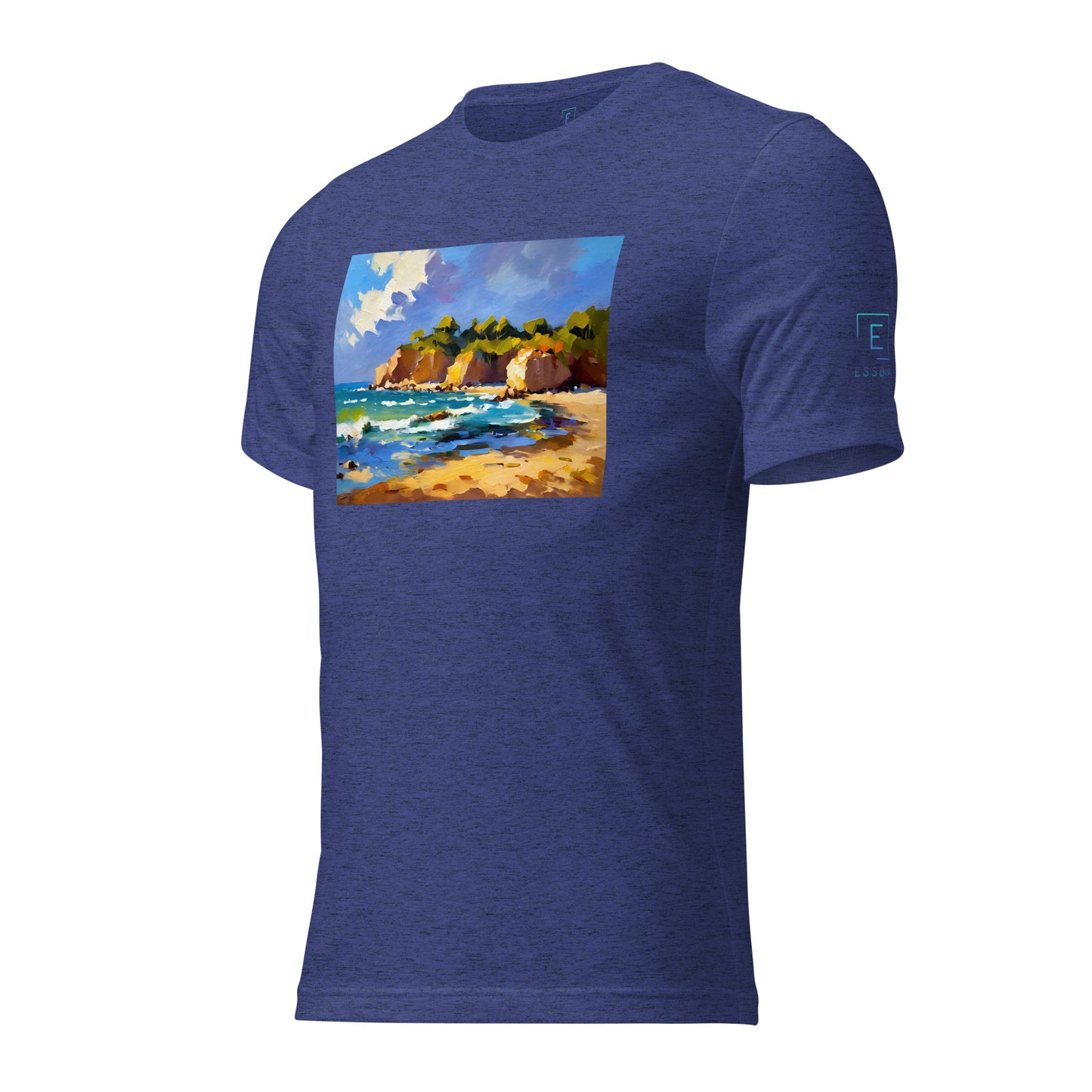 Men's Short Sleeve T-Shirt With Printed Logo On Left Shoulder - Beach 6002