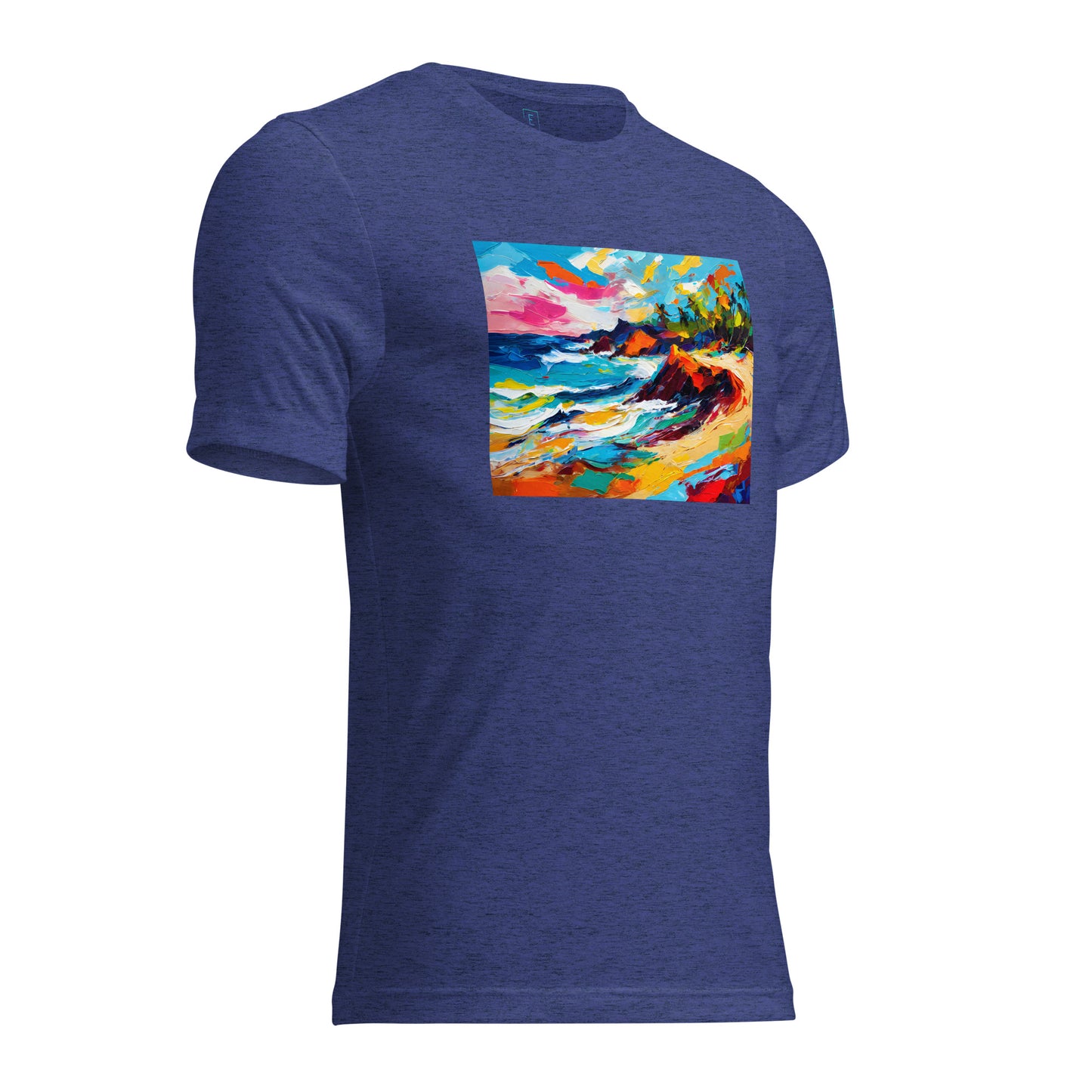 Men's Short Sleeve T-Shirt With Printed Logo On Left Shoulder - Beach 14001