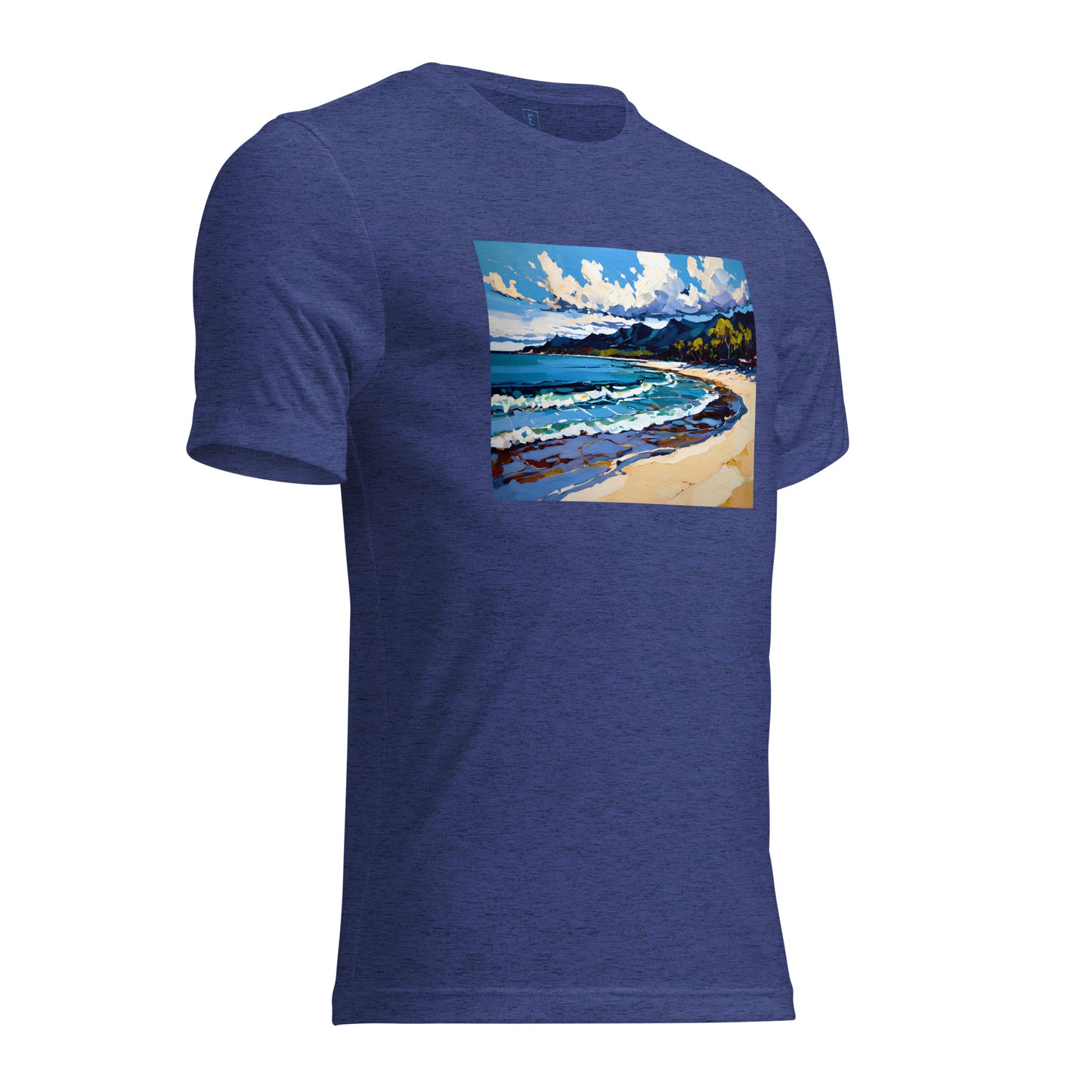 Men's Short Sleeve T-Shirt With Printed Logo On Left Shoulder - Beach 11002