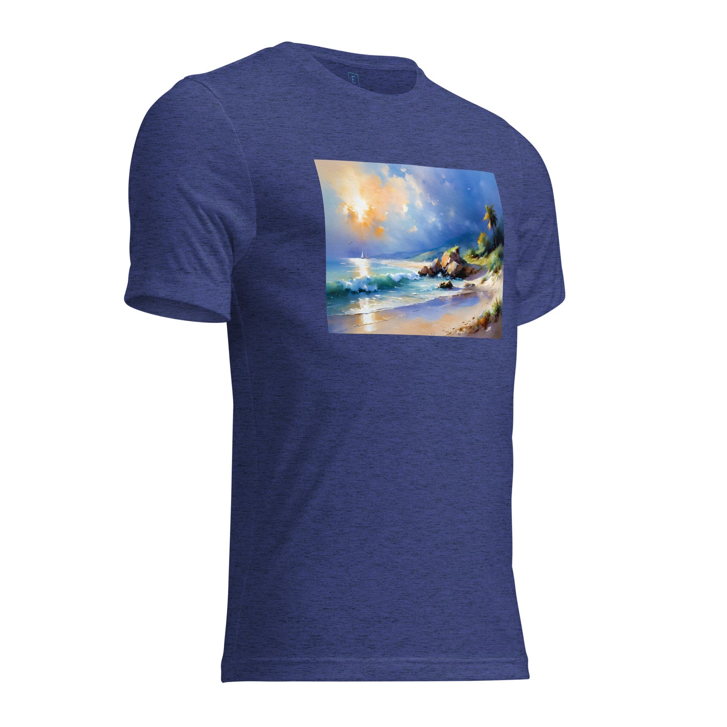 Men's Short Sleeve T-Shirt With Printed Logo On Left Shoulder - Beach 3002