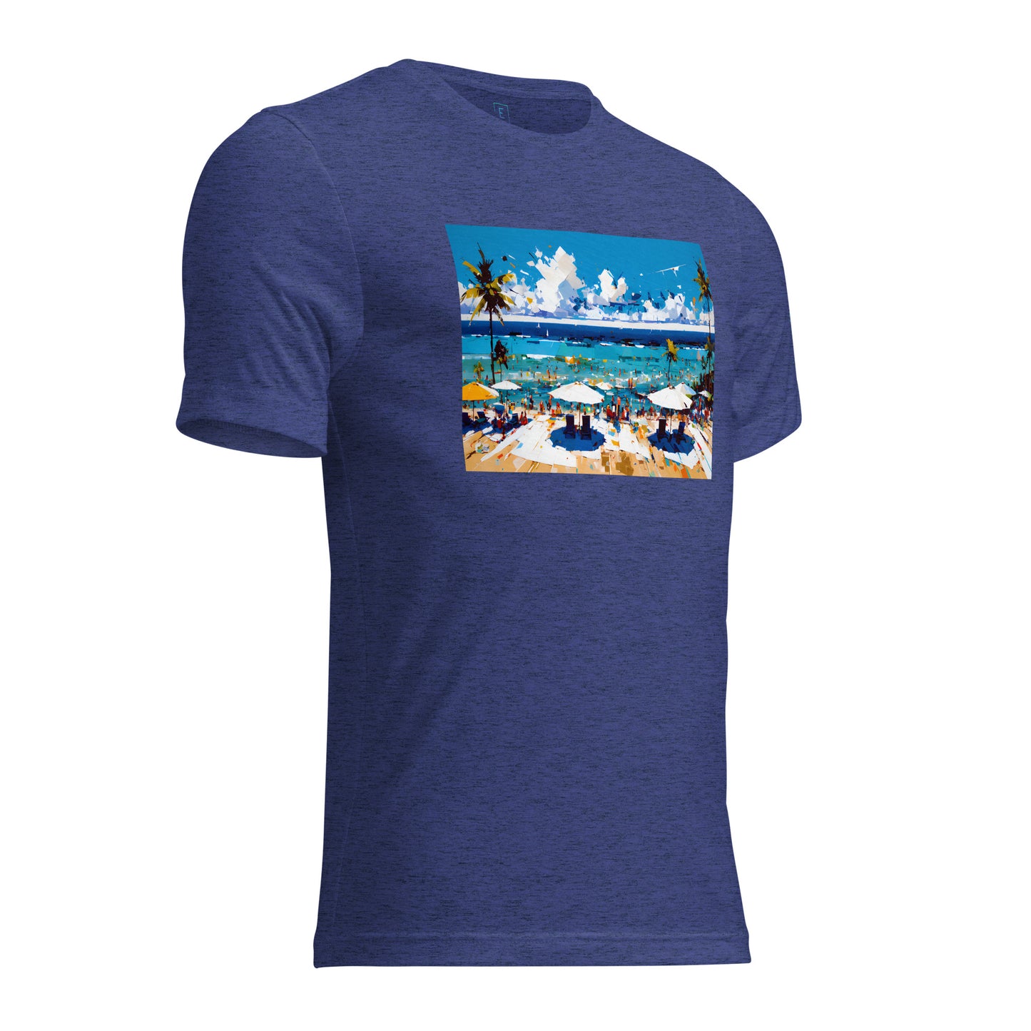 Men's Short Sleeve T-Shirt With Printed Logo On Left Shoulder - Beach 4002