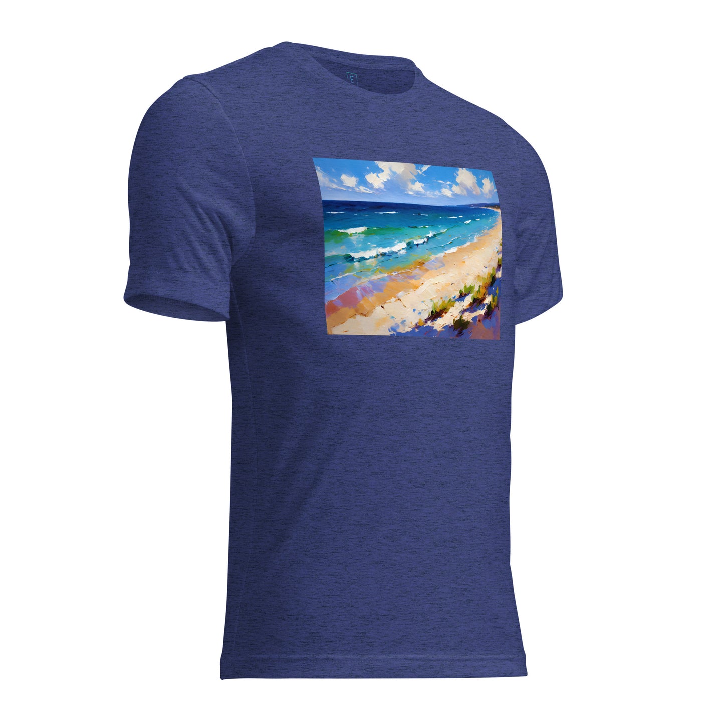 Men's Short Sleeve T-Shirt With Printed Logo On Left Shoulder - Beach 9002