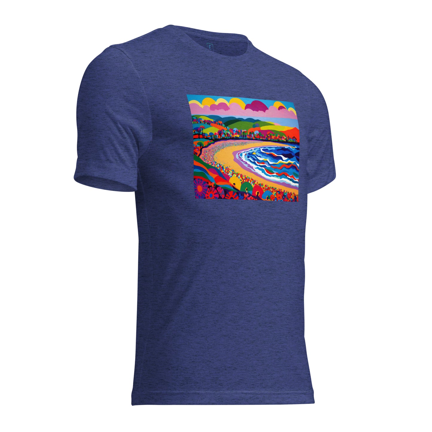 Men's Short Sleeve T-Shirt With Printed Logo On Left Shoulder - Beach 15002