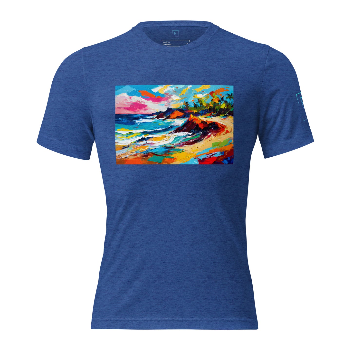 Men's Short Sleeve T-Shirt With Printed Logo On Left Shoulder - Beach 14001