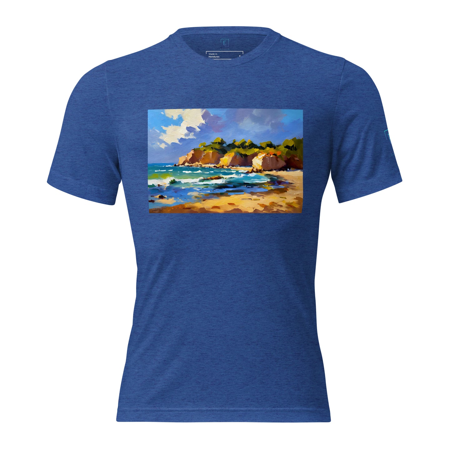 Men's Short Sleeve T-Shirt With Printed Logo On Left Shoulder - Beach 6002