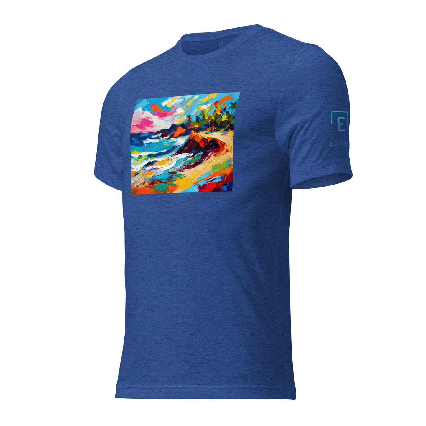 Men's Short Sleeve T-Shirt With Printed Logo On Left Shoulder - Beach 14001