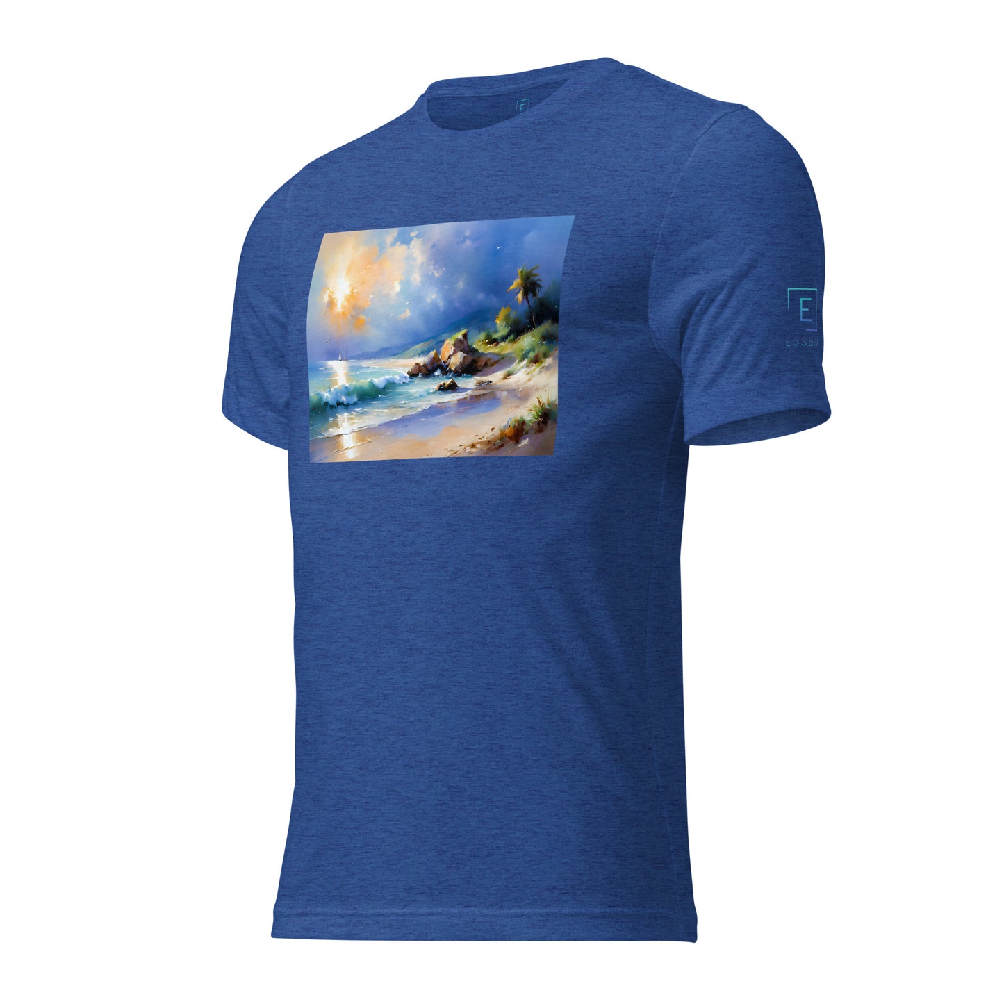 Men's Short Sleeve T-Shirt With Printed Logo On Left Shoulder - Beach 3002