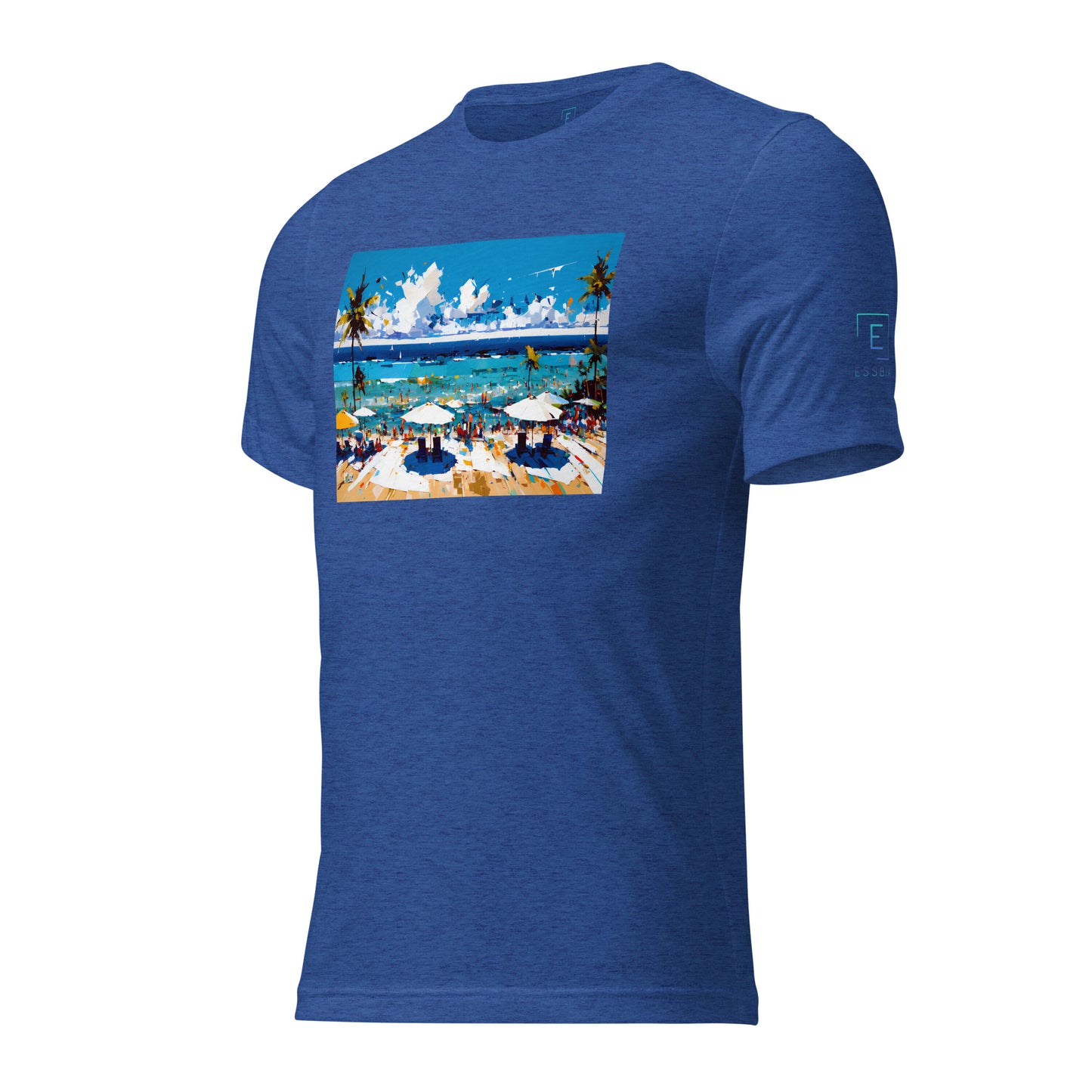 Men's Short Sleeve T-Shirt With Printed Logo On Left Shoulder - Beach 4002