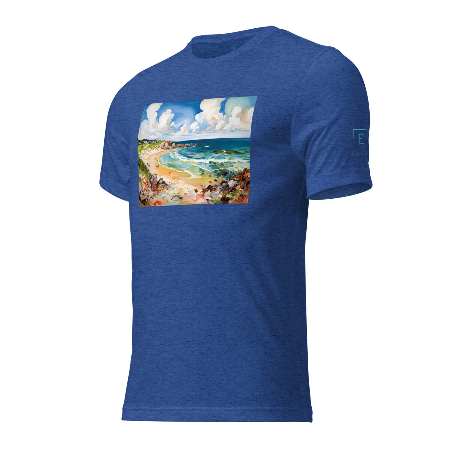 Men's Short Sleeve T-Shirt With Printed Logo On Left Shoulder - Beach 12002