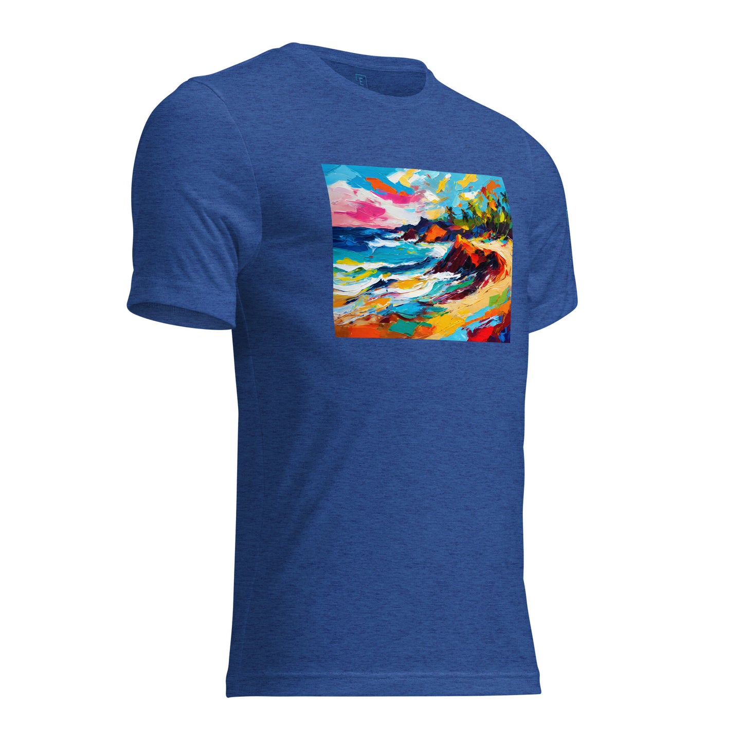 Men's Short Sleeve T-Shirt With Printed Logo On Left Shoulder - Beach 14001