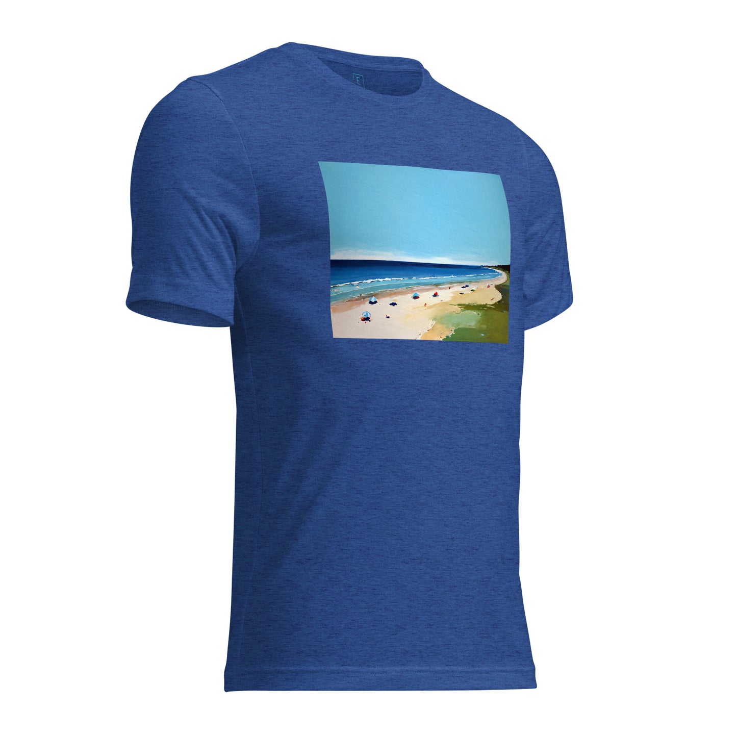 Men's Short Sleeve T-Shirt With Printed Logo On Left Shoulder - Beach 8002