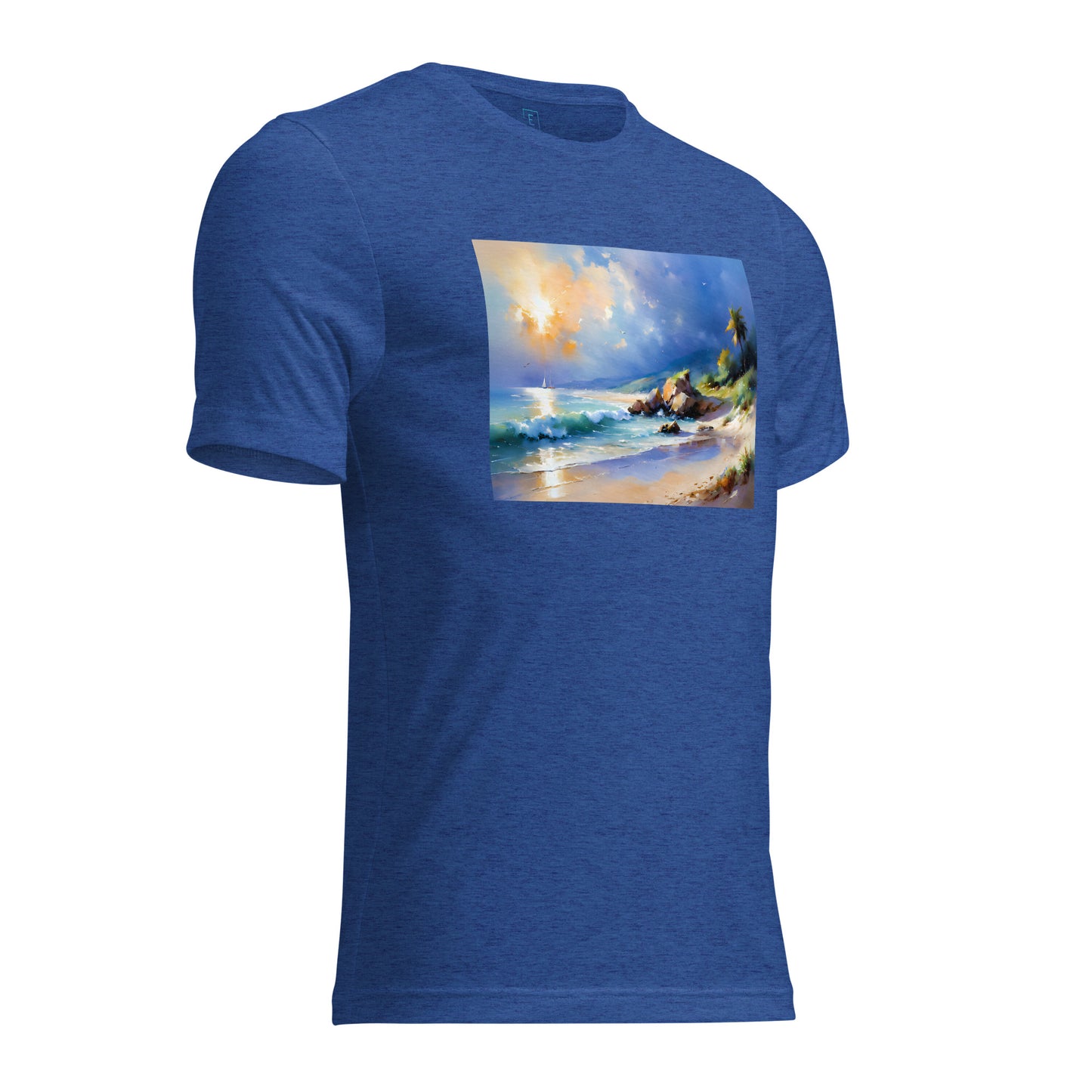 Men's Short Sleeve T-Shirt With Printed Logo On Left Shoulder - Beach 3002