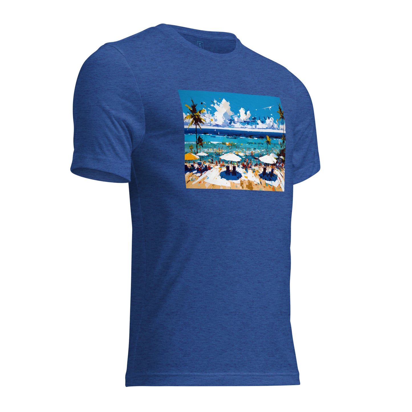 Men's Short Sleeve T-Shirt With Printed Logo On Left Shoulder - Beach 4002