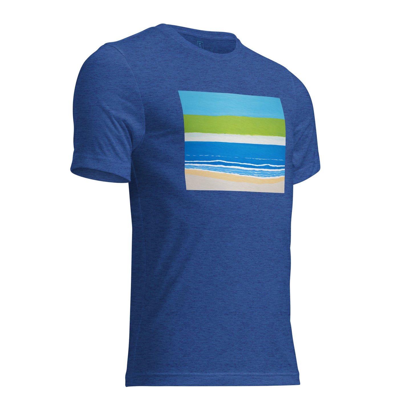 Men's Short Sleeve T-Shirt With Printed Logo On Left Shoulder - Beach 10002