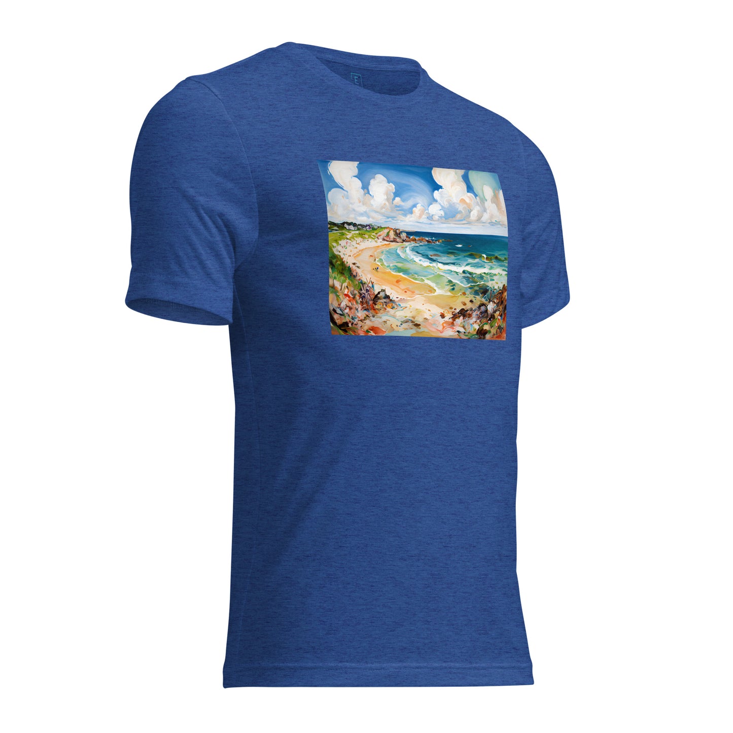 Men's Short Sleeve T-Shirt With Printed Logo On Left Shoulder - Beach 12002