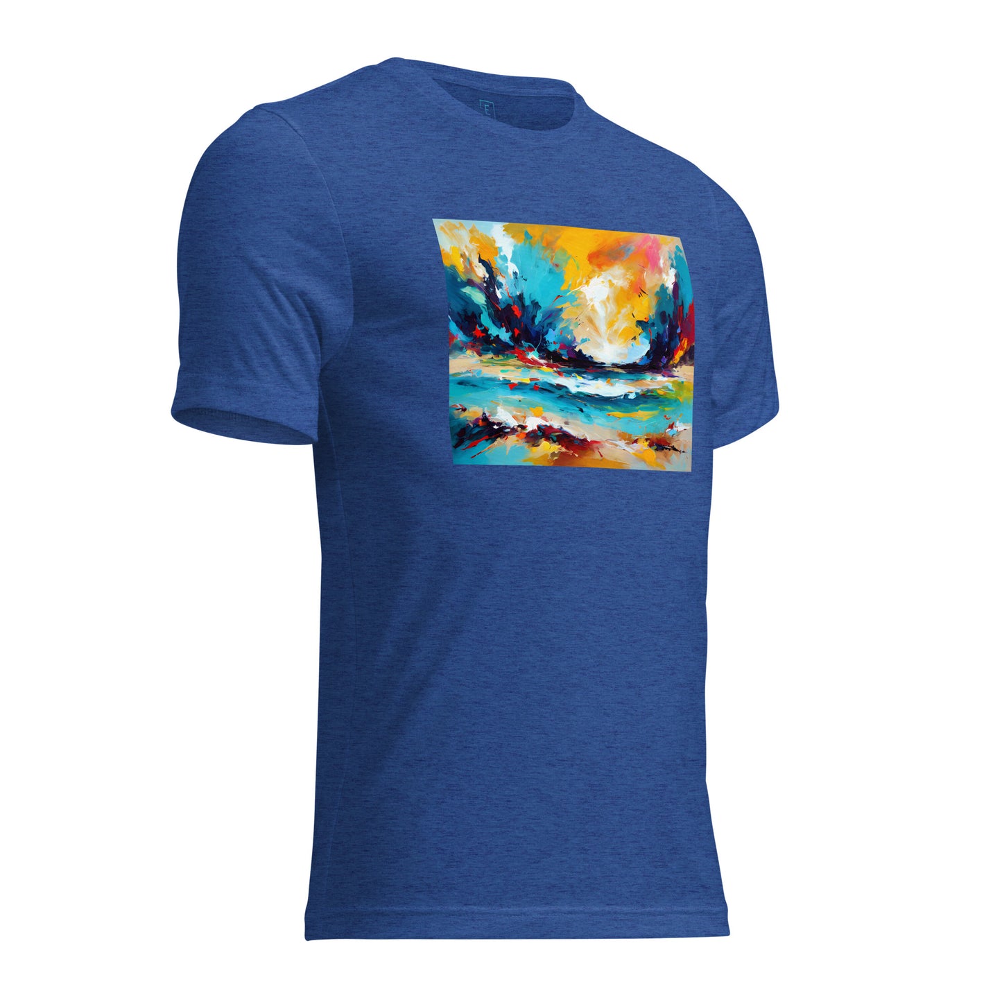 Men's Short Sleeve T-Shirt With Printed Logo On Left Shoulder - Beach 13002