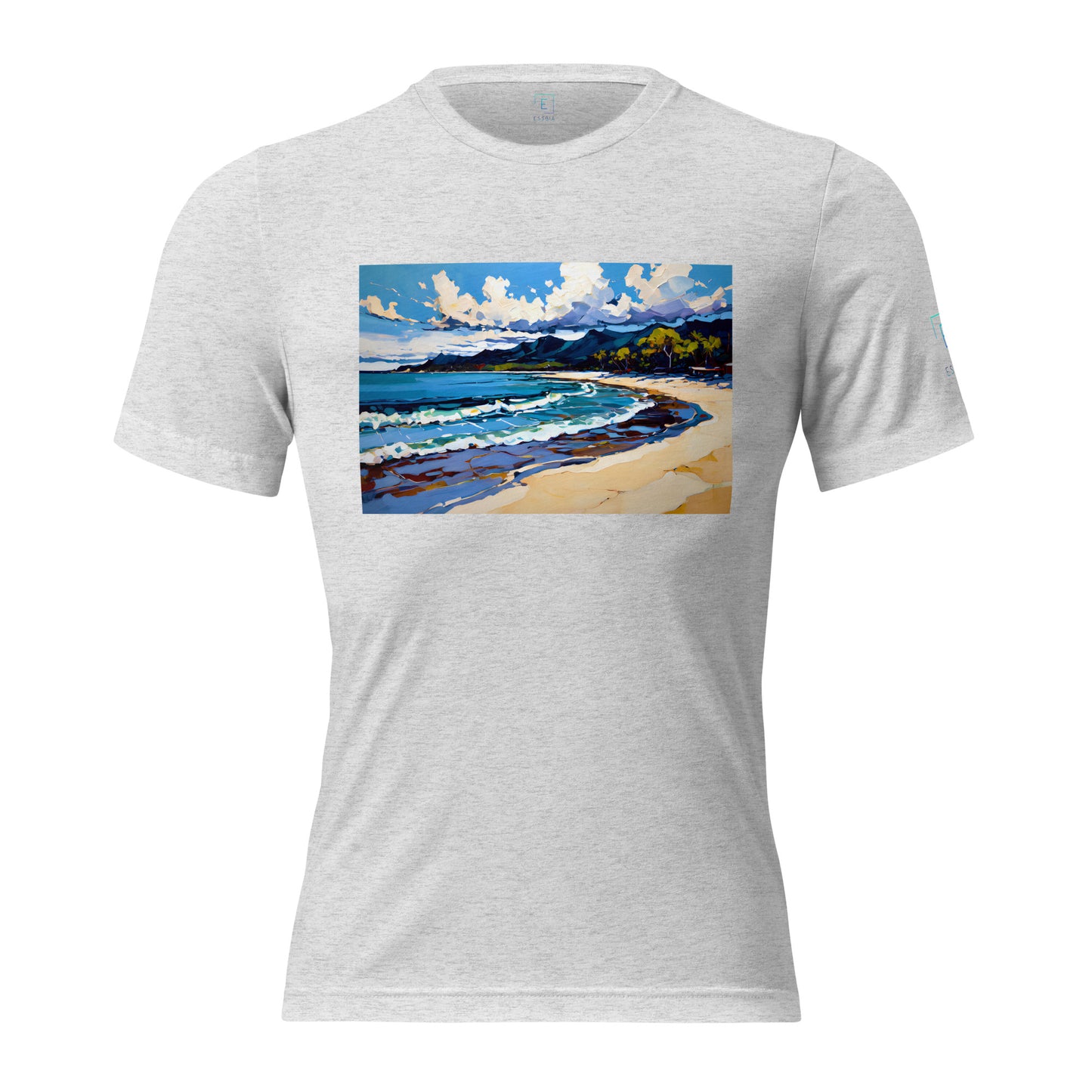 Men's Short Sleeve T-Shirt With Printed Logo On Left Shoulder - Beach 11002