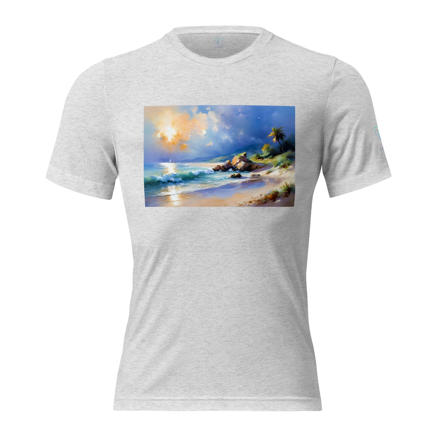 Men's Short Sleeve T-Shirt With Printed Logo On Left Shoulder - Beach 3002