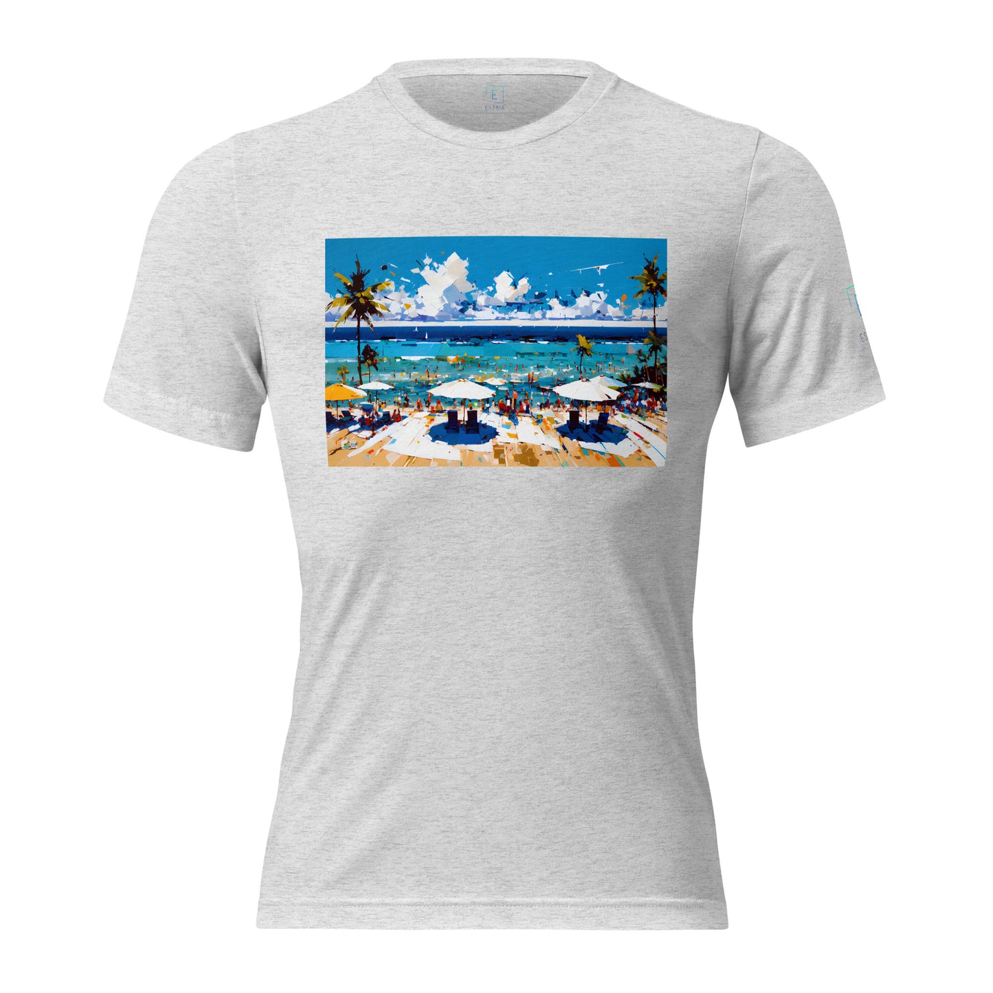 Men's Short Sleeve T-Shirt With Printed Logo On Left Shoulder - Beach 4002