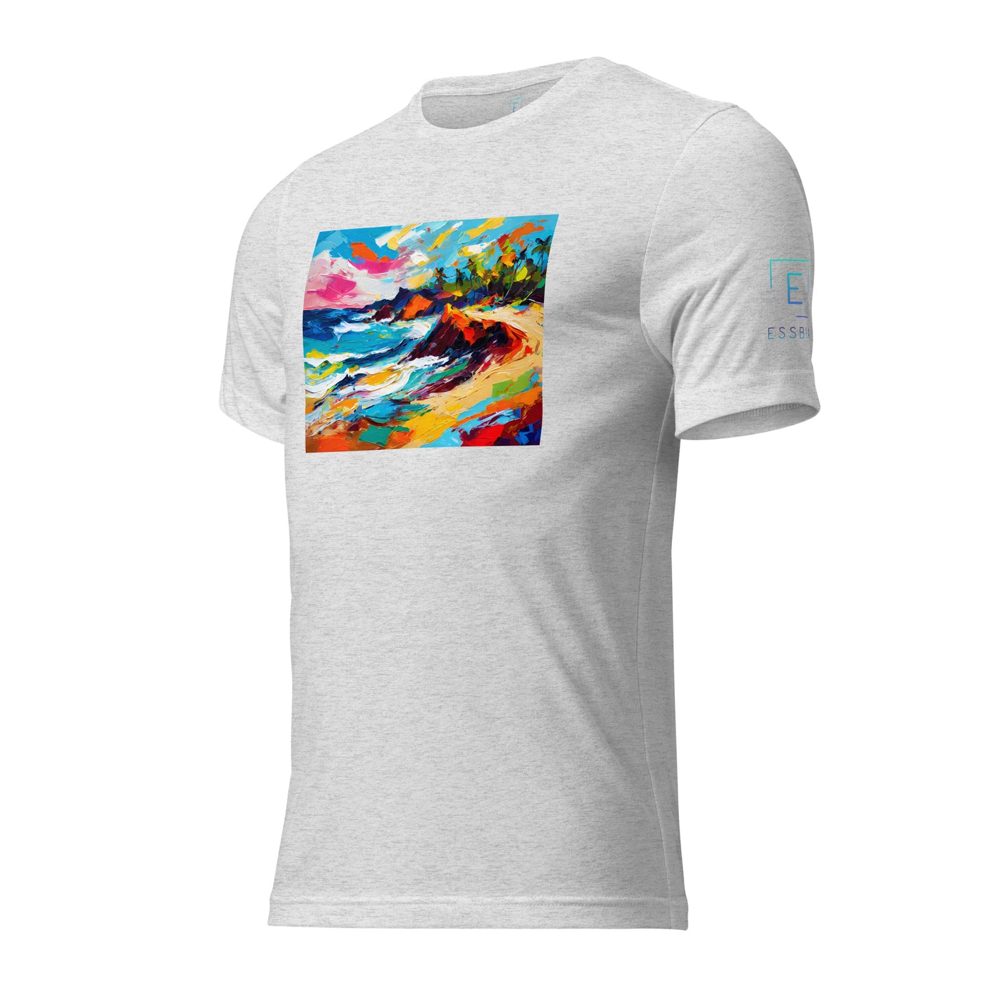 Men's Short Sleeve T-Shirt With Printed Logo On Left Shoulder - Beach 14001