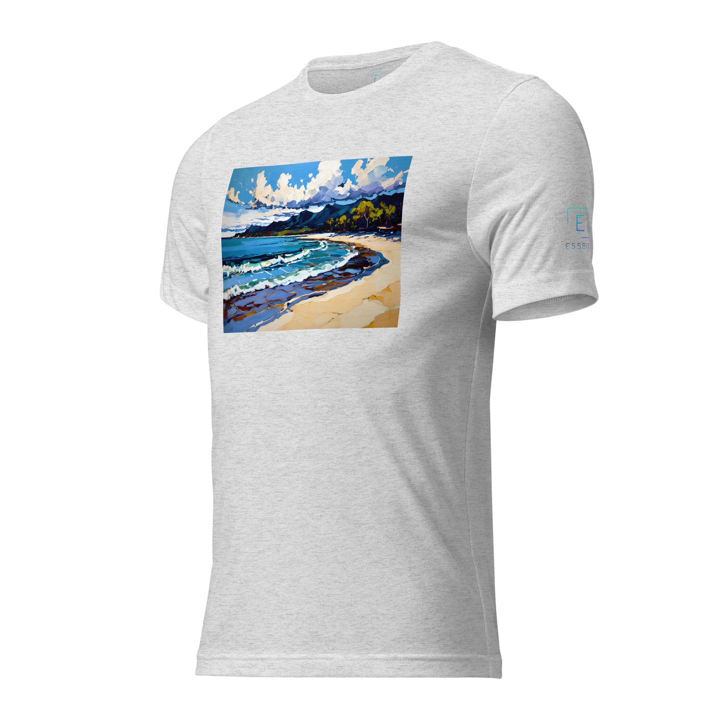 Men's Short Sleeve T-Shirt With Printed Logo On Left Shoulder - Beach 11002