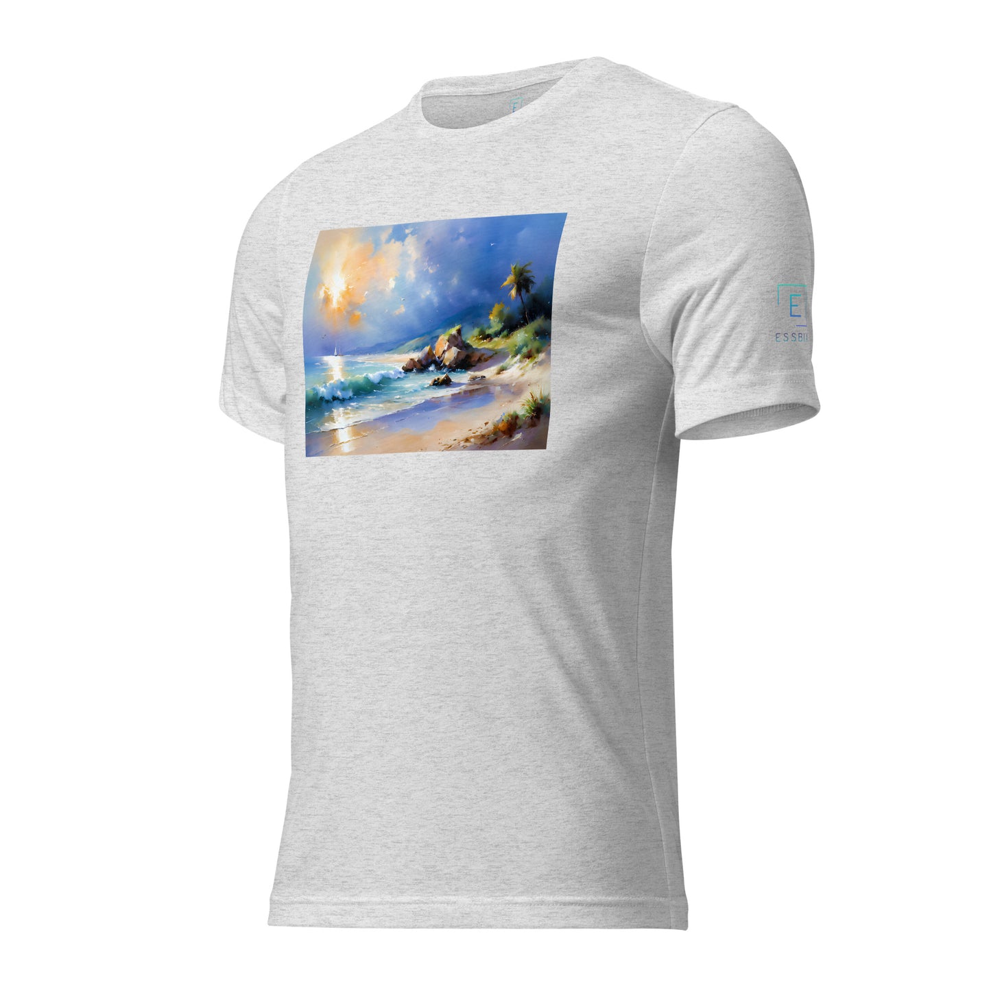 Men's Short Sleeve T-Shirt With Printed Logo On Left Shoulder - Beach 3002