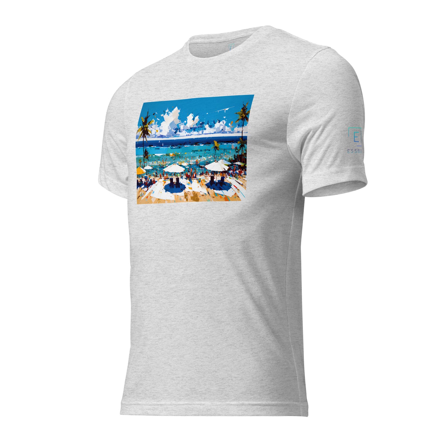 Men's Short Sleeve T-Shirt With Printed Logo On Left Shoulder - Beach 4002