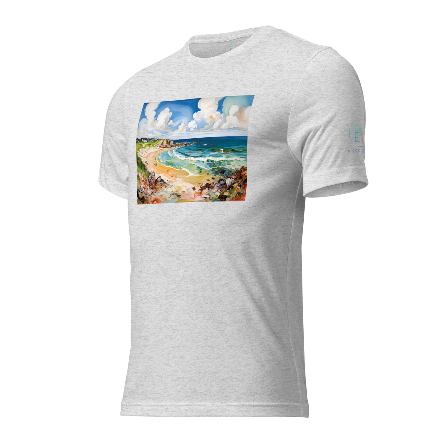 Men's Short Sleeve T-Shirt With Printed Logo On Left Shoulder - Beach 12002