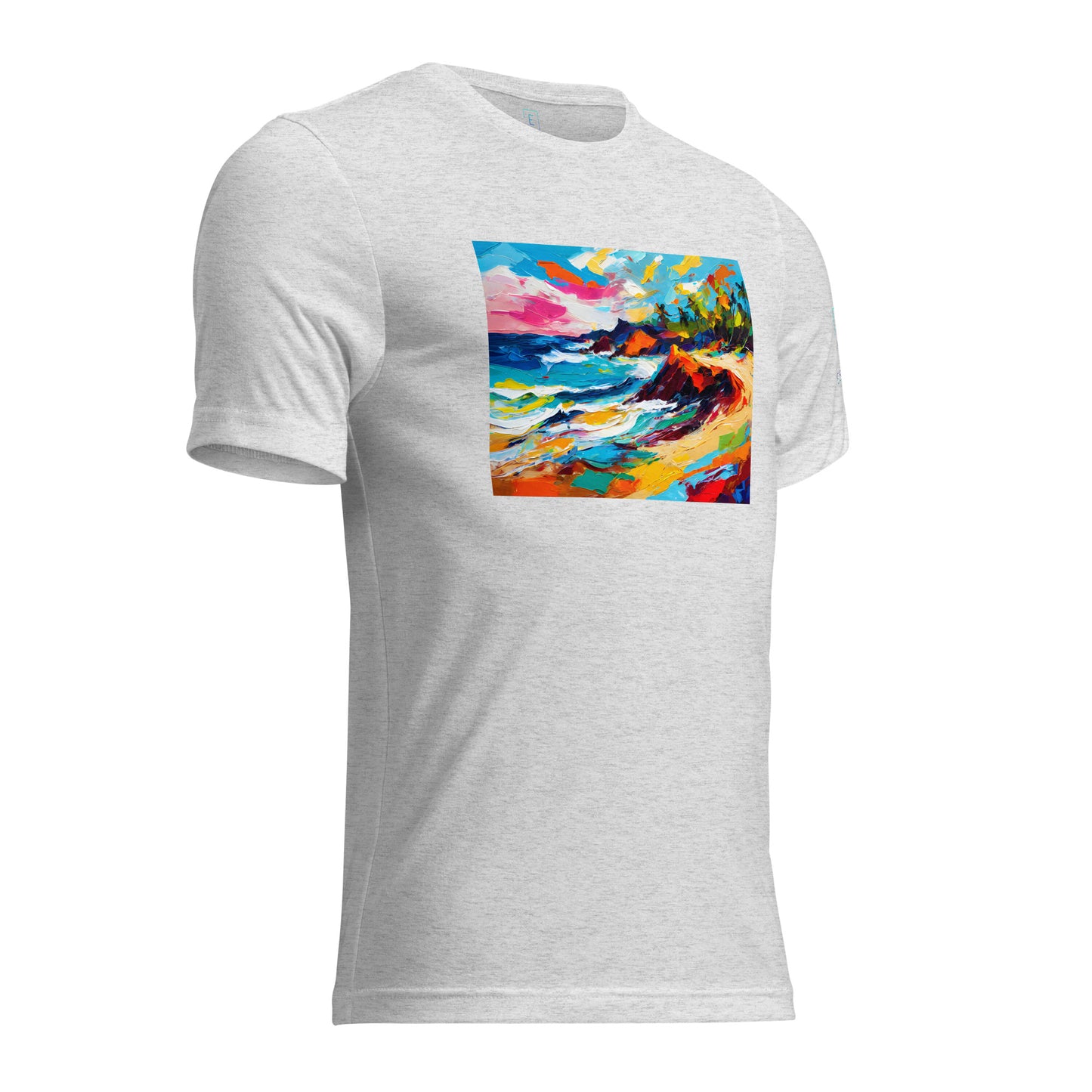 Men's Short Sleeve T-Shirt With Printed Logo On Left Shoulder - Beach 14001