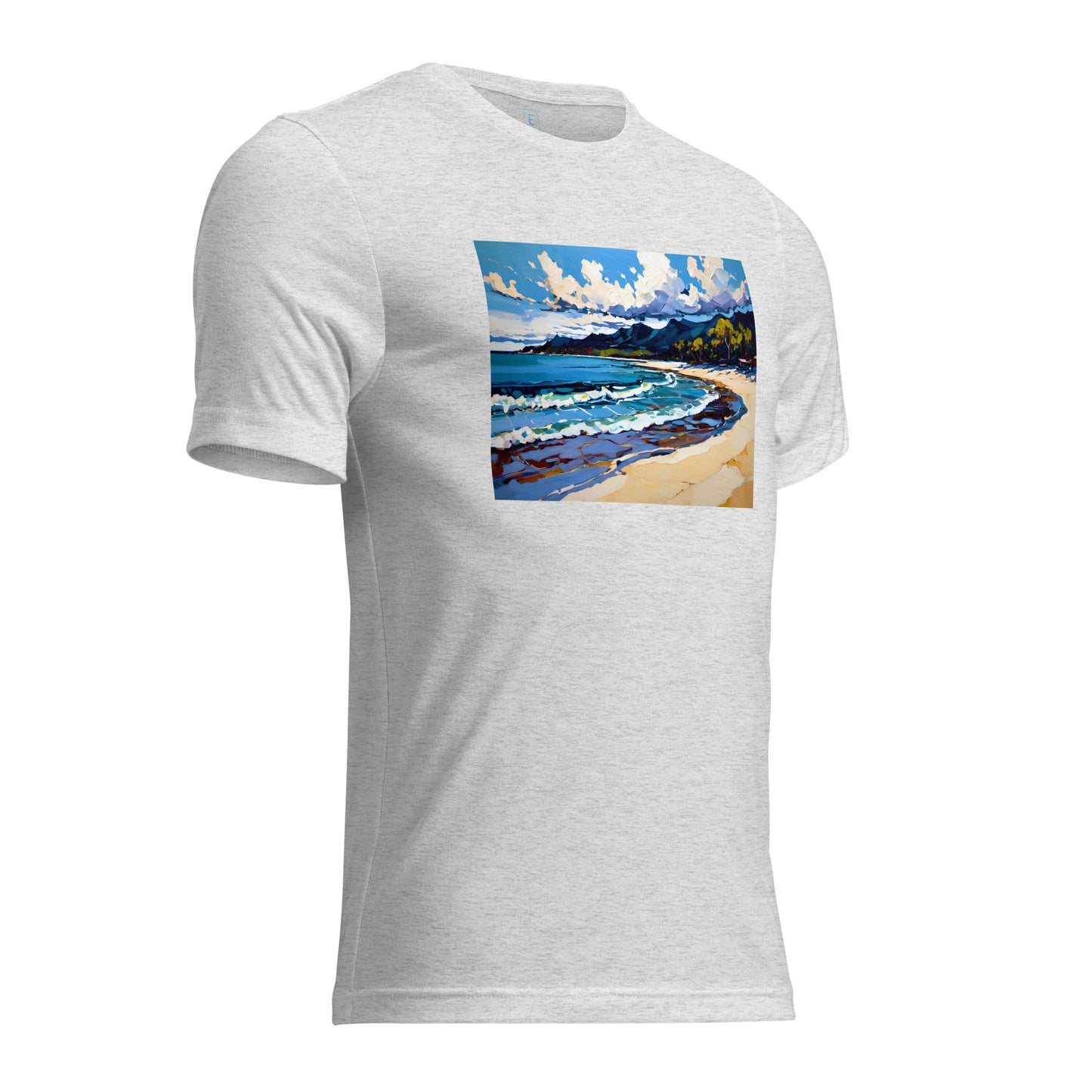 Men's Short Sleeve T-Shirt With Printed Logo On Left Shoulder - Beach 11002