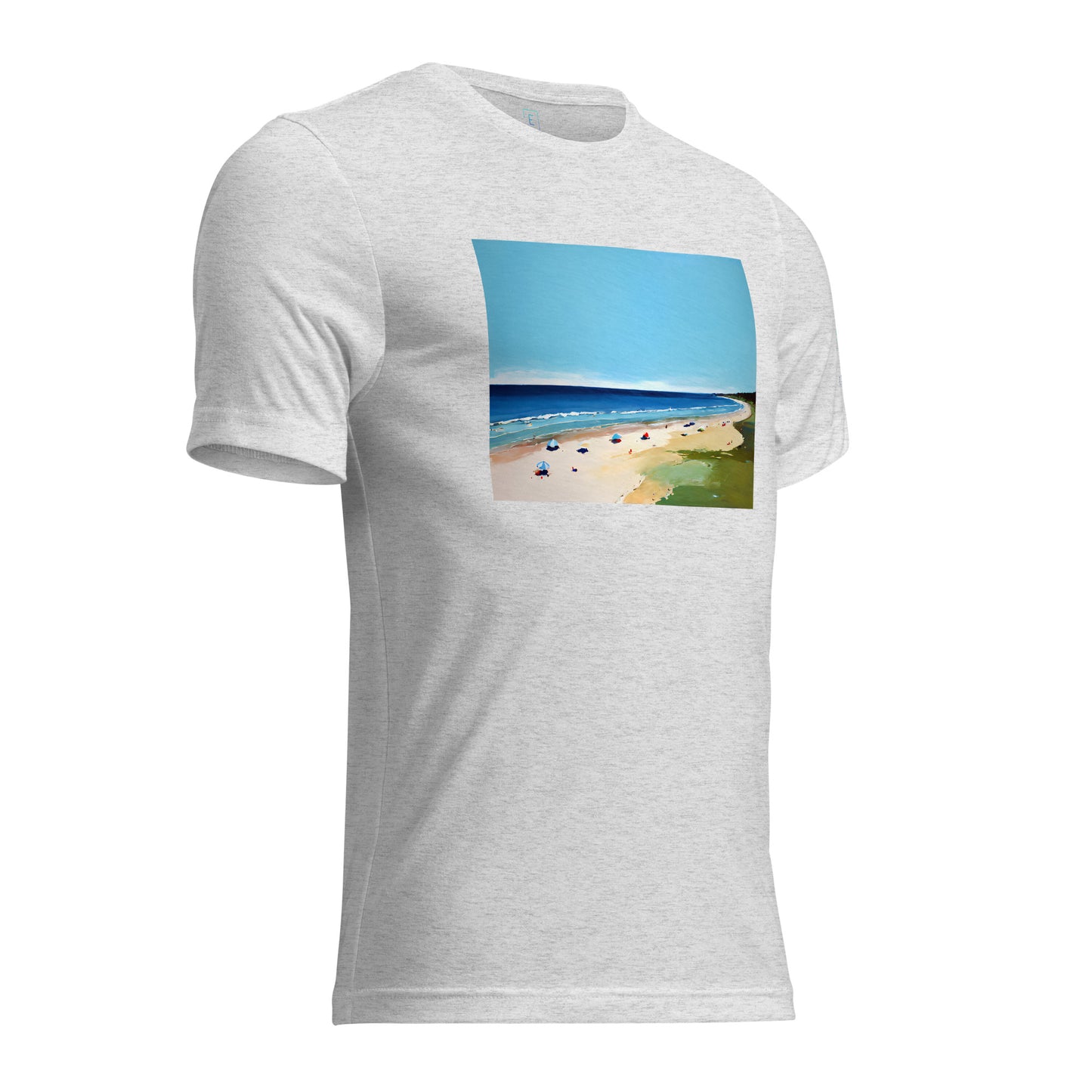 Men's Short Sleeve T-Shirt With Printed Logo On Left Shoulder - Beach 8002