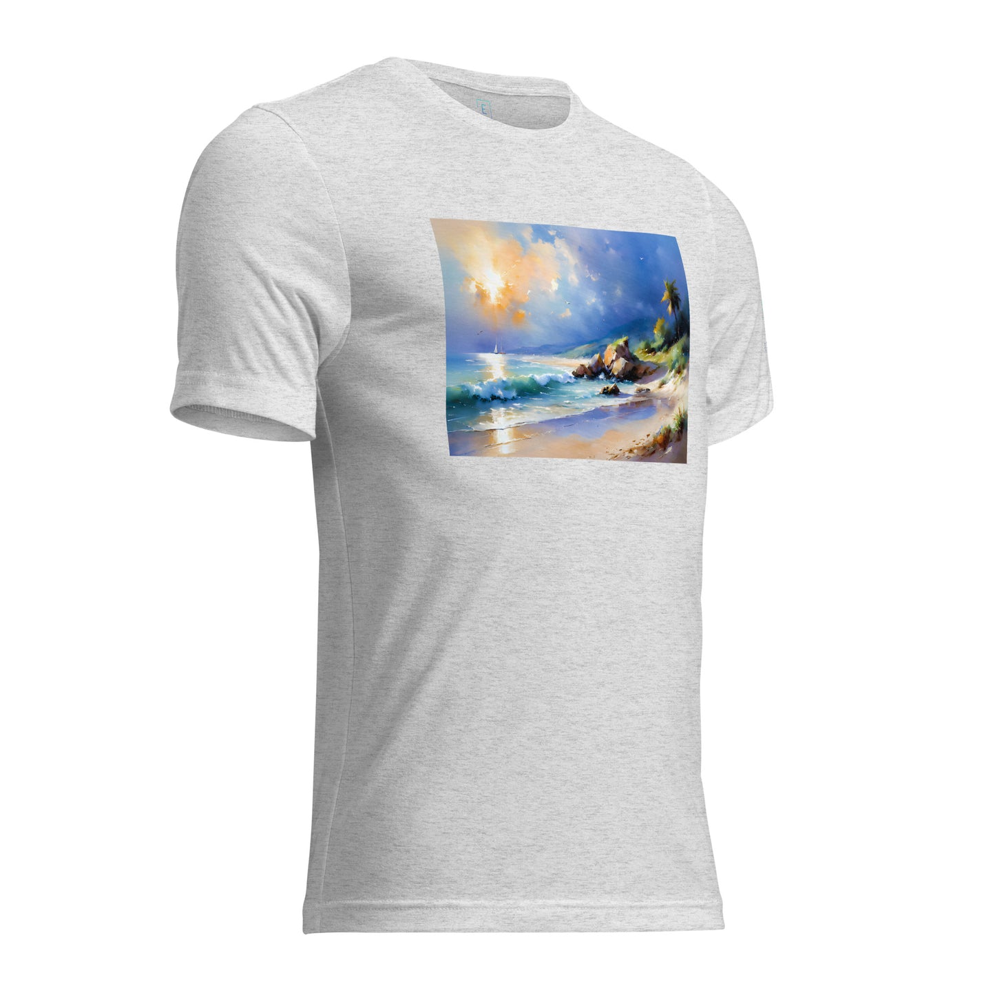 Men's Short Sleeve T-Shirt With Printed Logo On Left Shoulder - Beach 3002