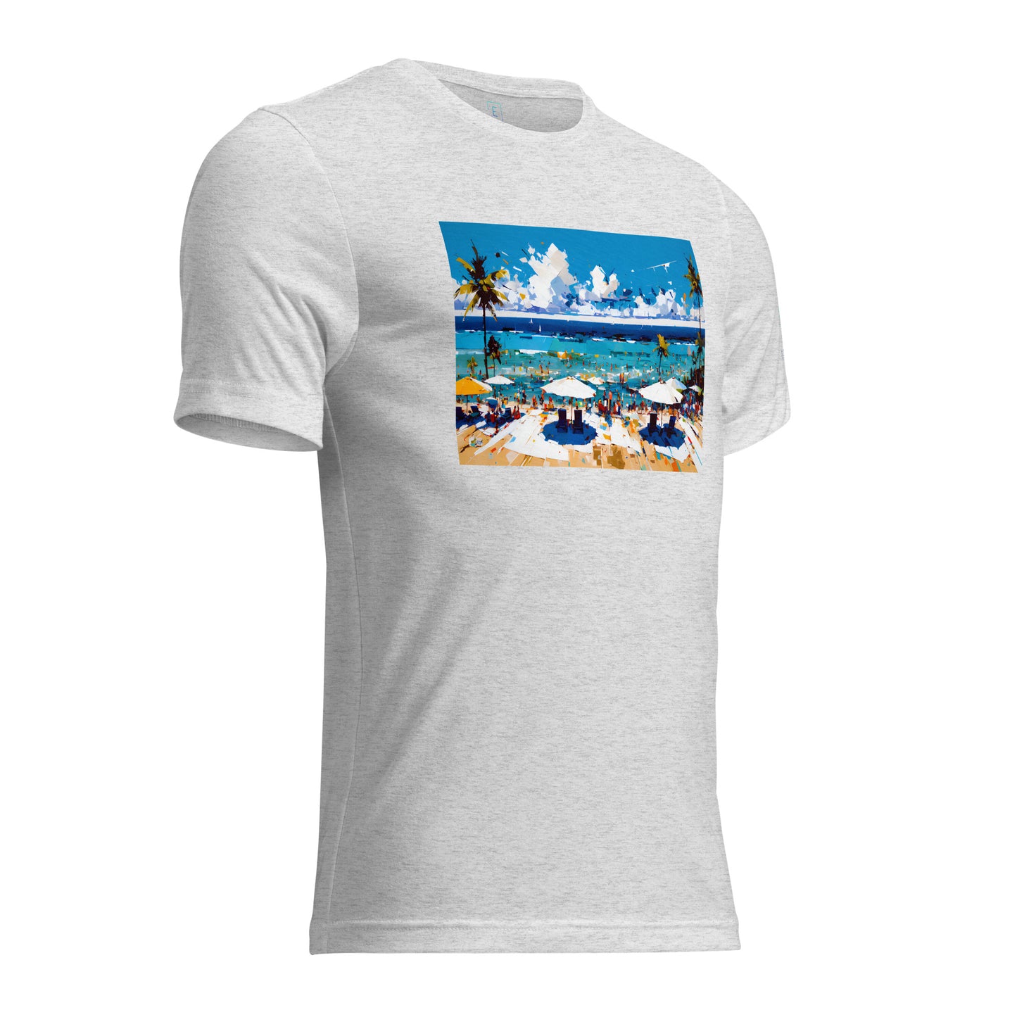 Men's Short Sleeve T-Shirt With Printed Logo On Left Shoulder - Beach 4002