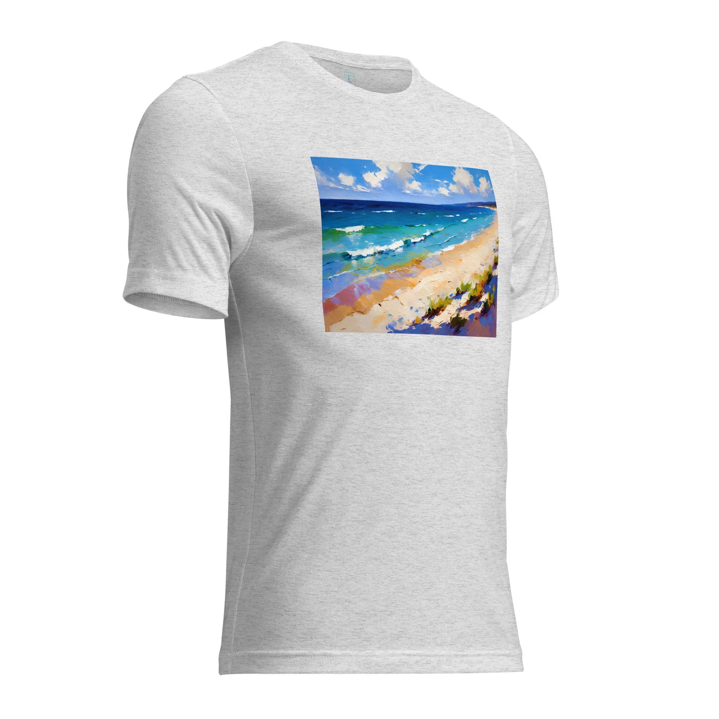 Men's Short Sleeve T-Shirt With Printed Logo On Left Shoulder - Beach 9002