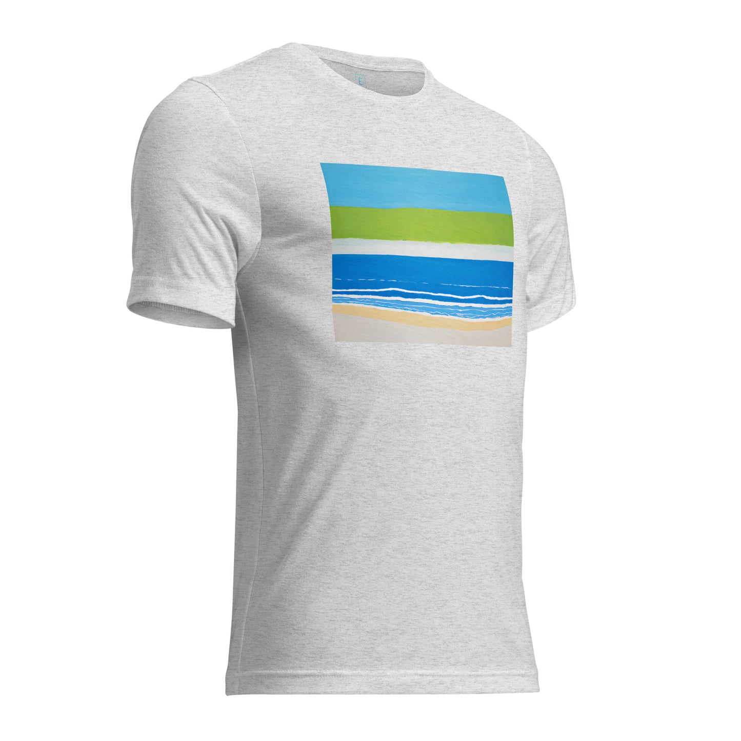 Men's Short Sleeve T-Shirt With Printed Logo On Left Shoulder - Beach 10002