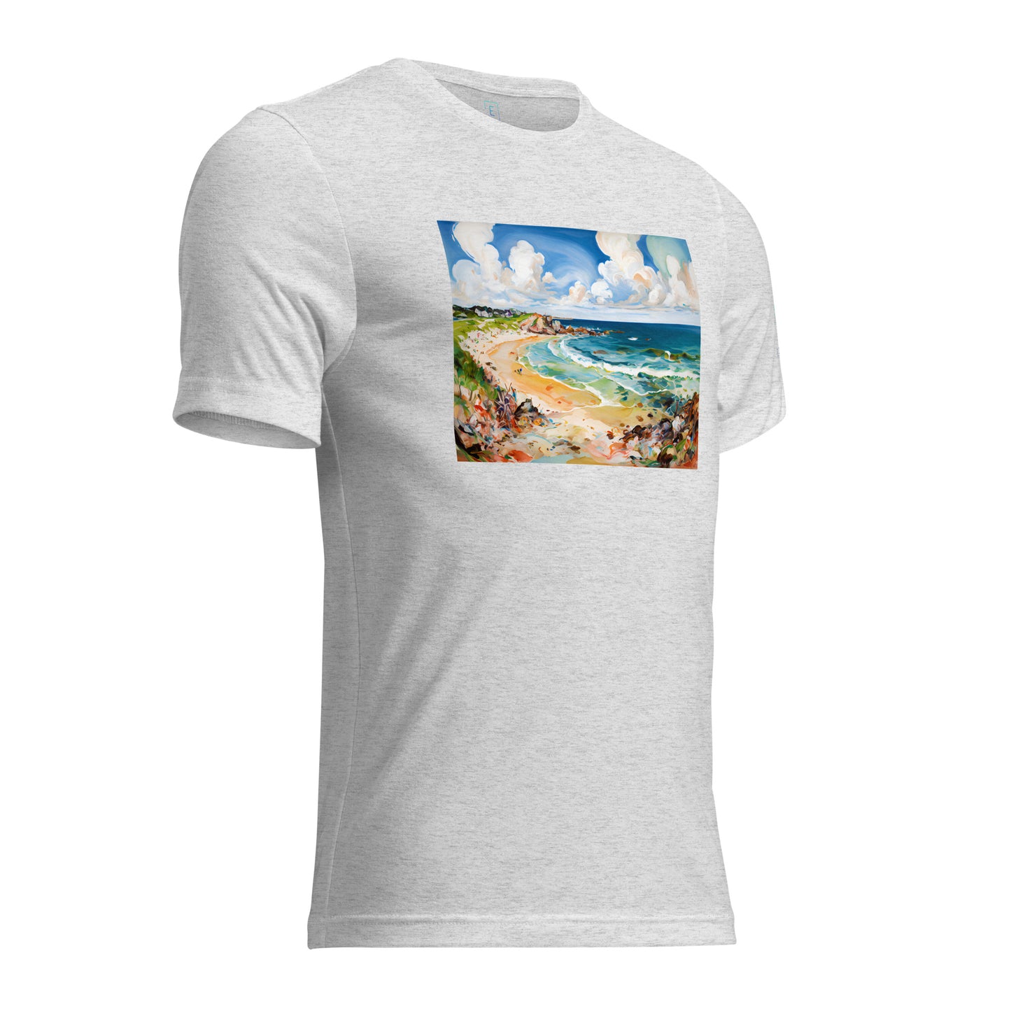 Men's Short Sleeve T-Shirt With Printed Logo On Left Shoulder - Beach 12002