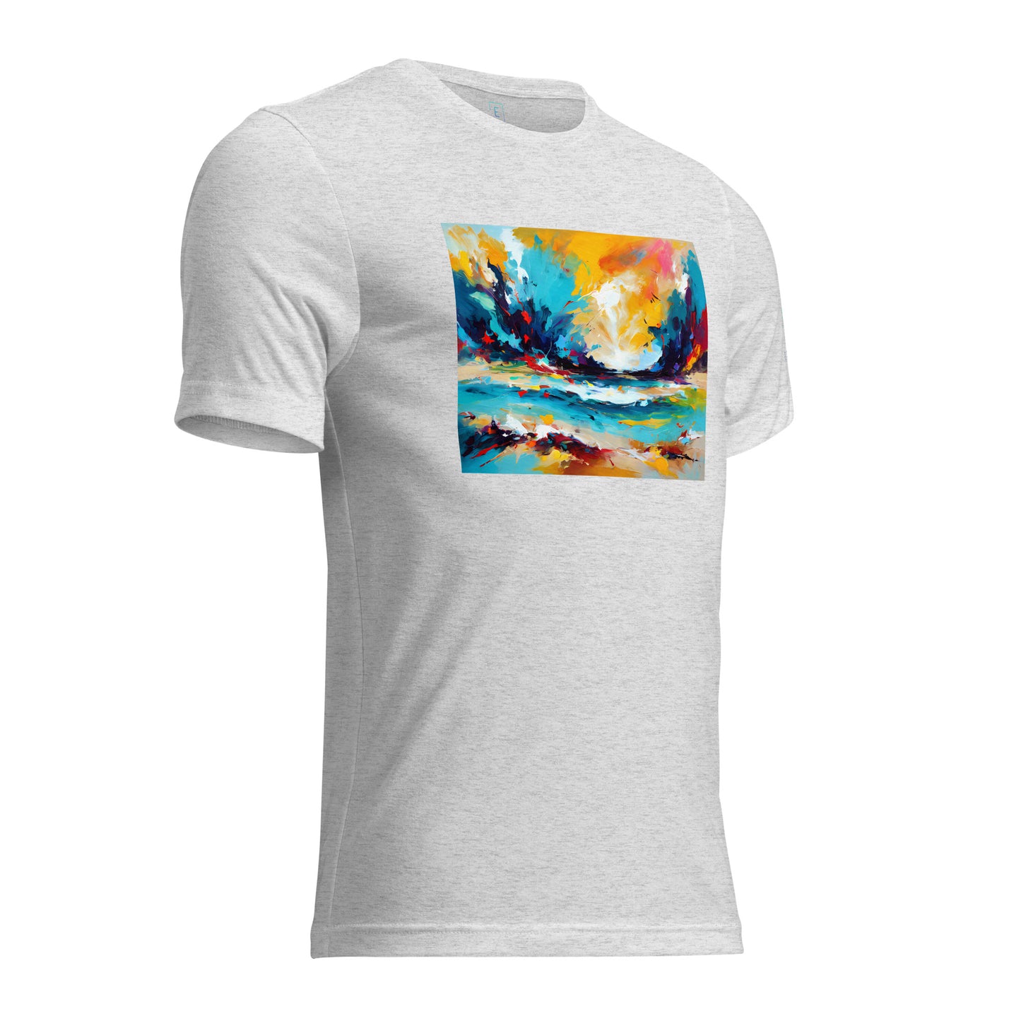 Men's Short Sleeve T-Shirt With Printed Logo On Left Shoulder - Beach 13002