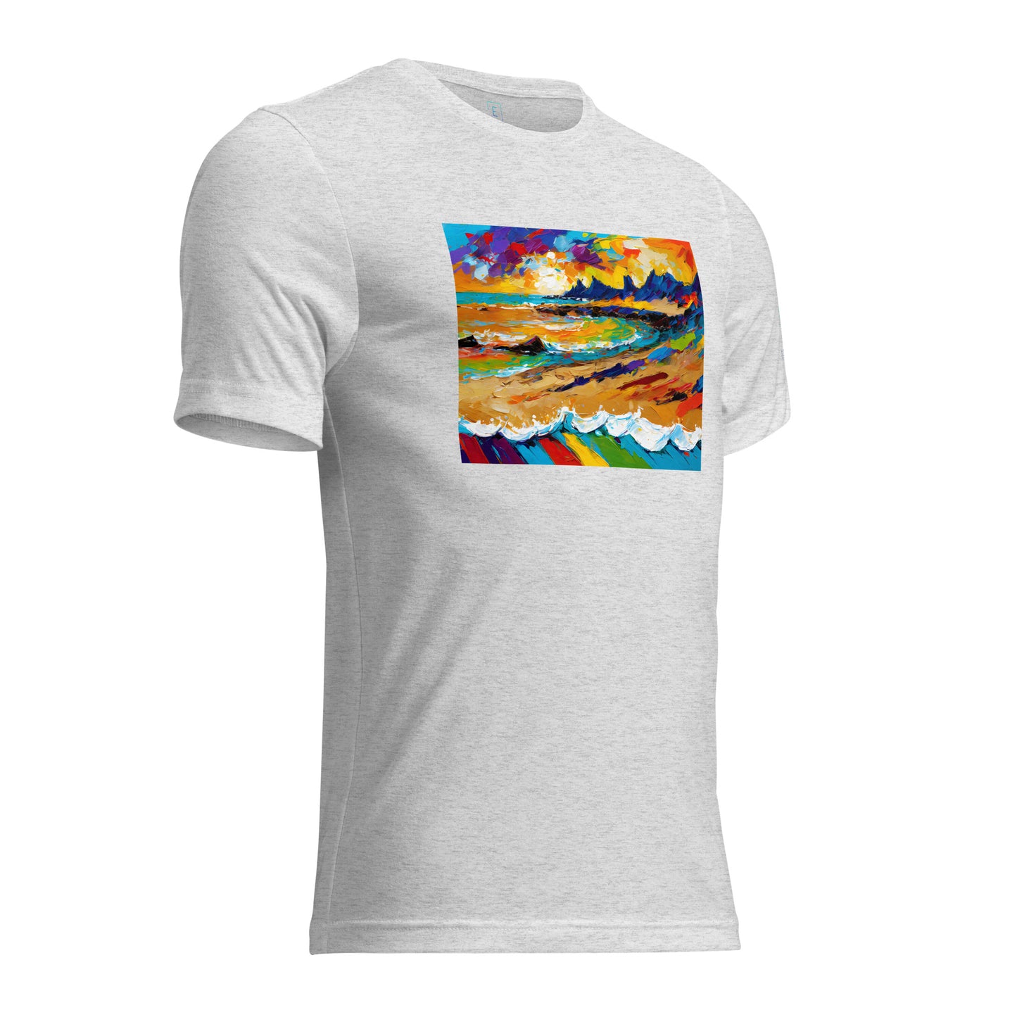 Men's Short Sleeve T-Shirt With Printed Logo On Left Shoulder - Beach 14002